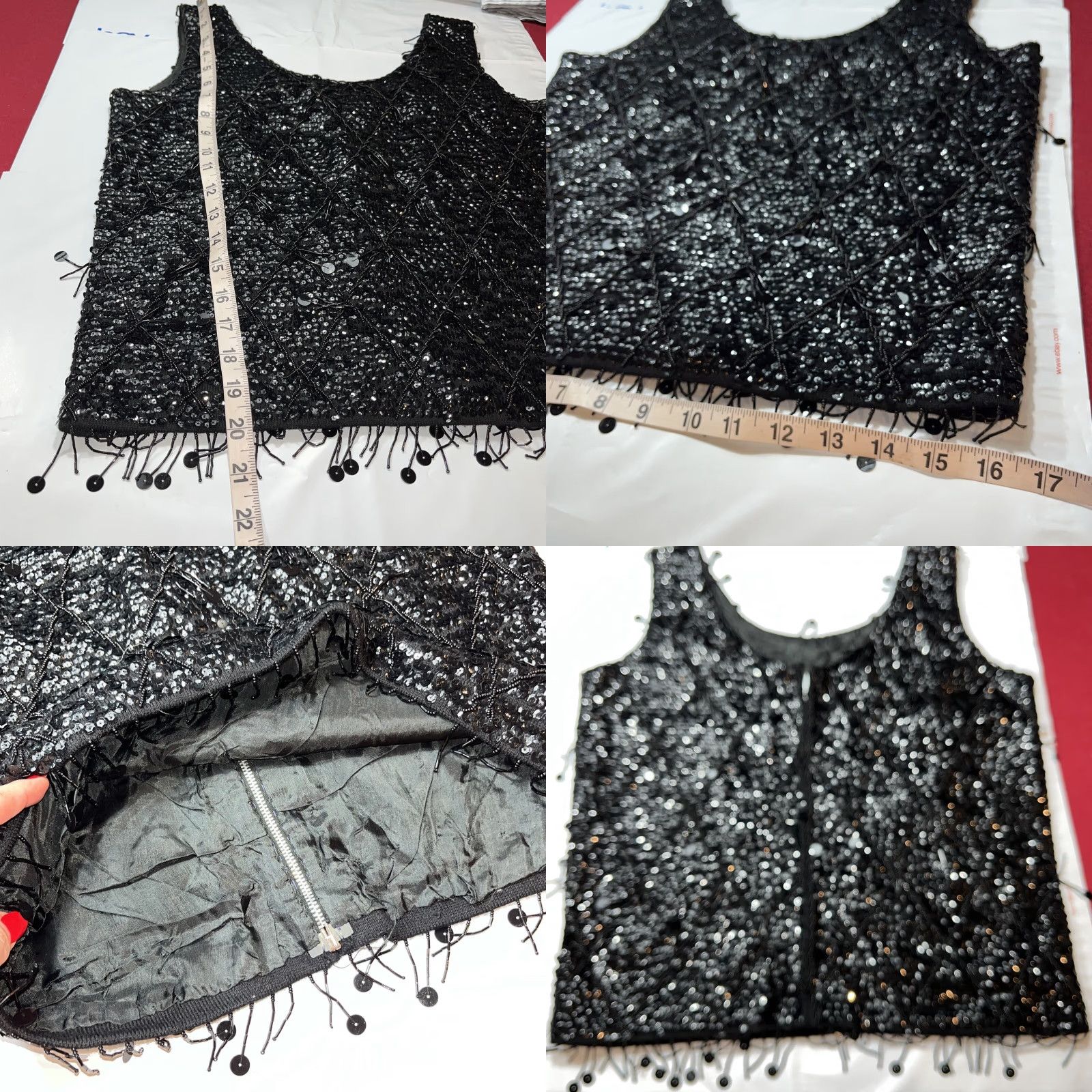 Vintage VINTAGE BLACK SEQUINED TANK TOP Wool Sleeveless Evening Party Formal Beaded Top Luxury S Size S / US 4 / IT 40 - 8 Thumbnail