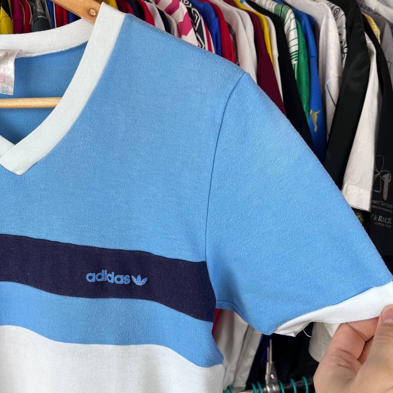 Adidas x2 80s Retro Adidas Trefoil Striped Tshirt Made in Ireland Size US S / EU 44-46 / 1 - 4 Thumbnail