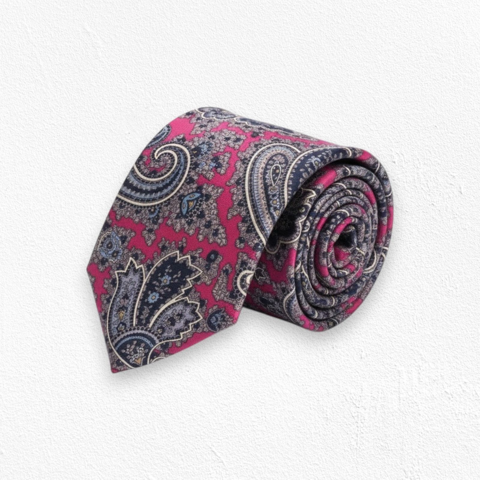 Robert Talbott 80s Red Paisley Damask Silk Tie Size ONE SIZE - 1 Thumbnail