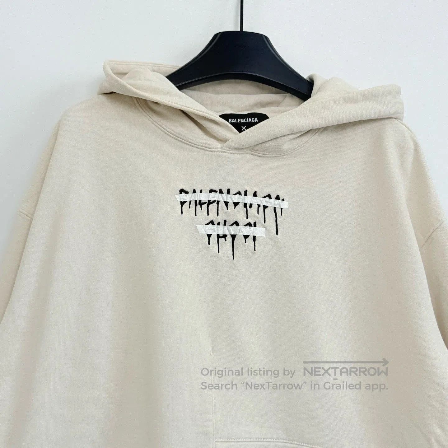 Gucci Gucci x Balenciaga Beige Dripped Tear Logo Side Zip Hoodie. Size US XS / EU 42 / 0 - 2 Thumbnail