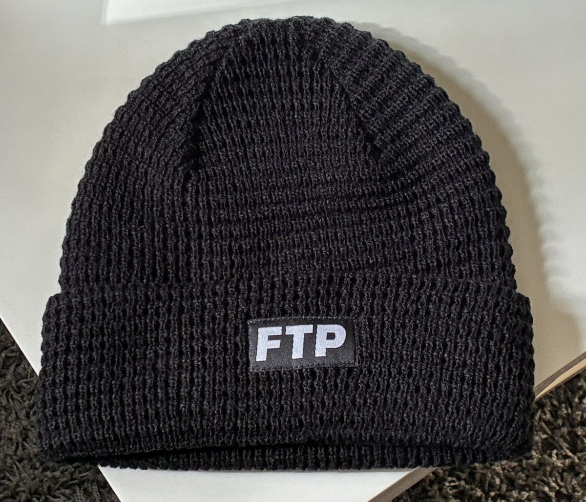 Fuck The Population Fuck The Population Waffle Knit Logo Cuff Beanie Black O/S Size ONE SIZE - 1 Thumbnail