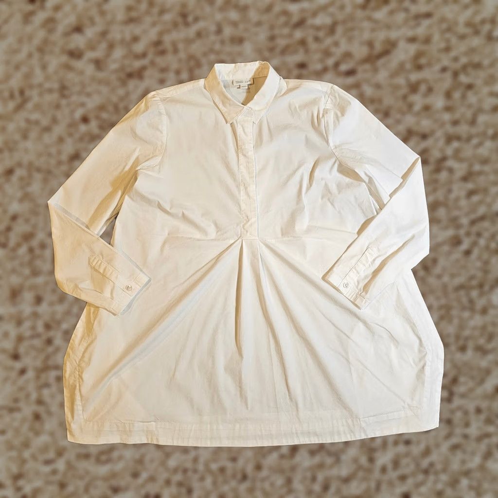 J. Jill J. Jill Top Tunic Shirt Women S Long Sleeve Snap Button Stretch Coastal Beach Basic White Size S / US 4 / IT 40 - 1 Thumbnail
