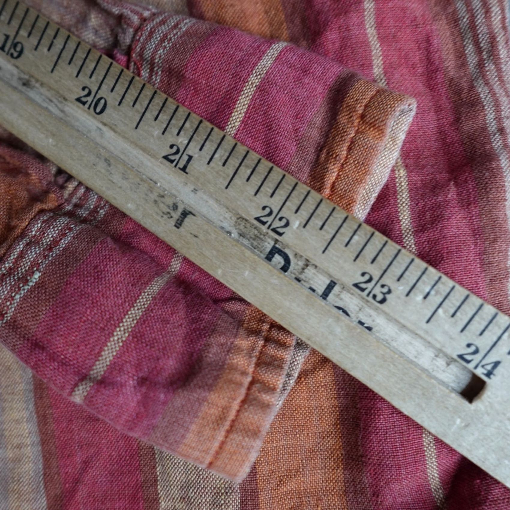 Vintage Structure Mens Shirt Medium Orange Striped Band Collar Linen Button-Up Size US M / EU 48-50 / 2 - 7 Thumbnail