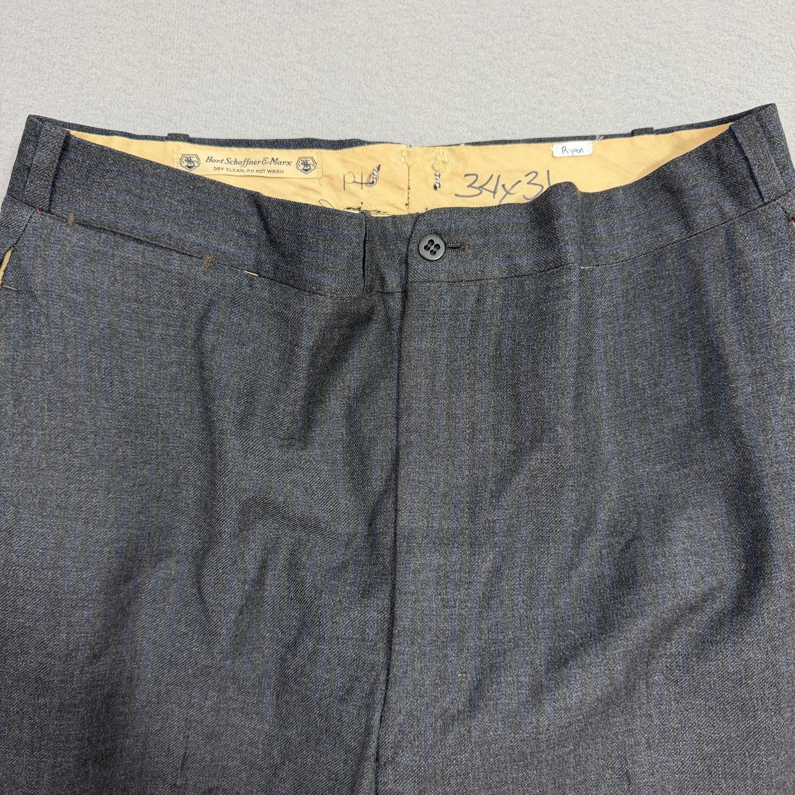 Vintage Vintage Hart Schaffner & Marx Wool Pants 33x30 Gray Blue Size US 33 - 3 Thumbnail