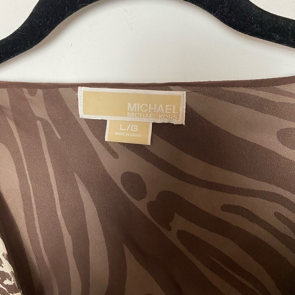 Michael Kors Michael Kors Silk Animal Print Blouse | Tie Front | Wing Sle Size L / US 10 / IT 46 - 3 Thumbnail