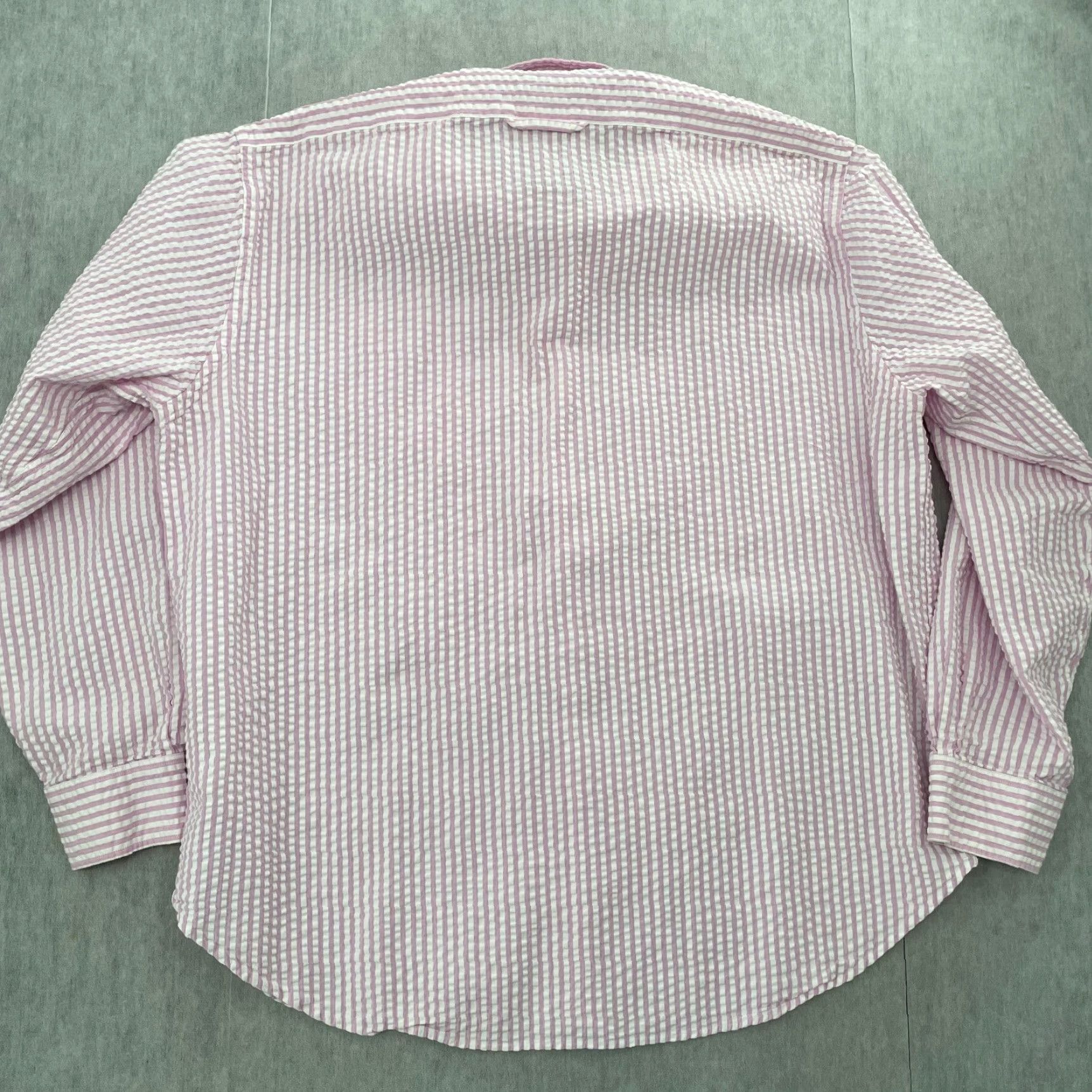 Vintage VINTAGE J. Peterman Shirt Men Button-Down Pink Stripe Seersucker XL Adult Long Sleeve Casual Beachwear Lightweight Cotton Button-Up Mens Size US XL / EU 56 / 4 - 2 Thumbnail