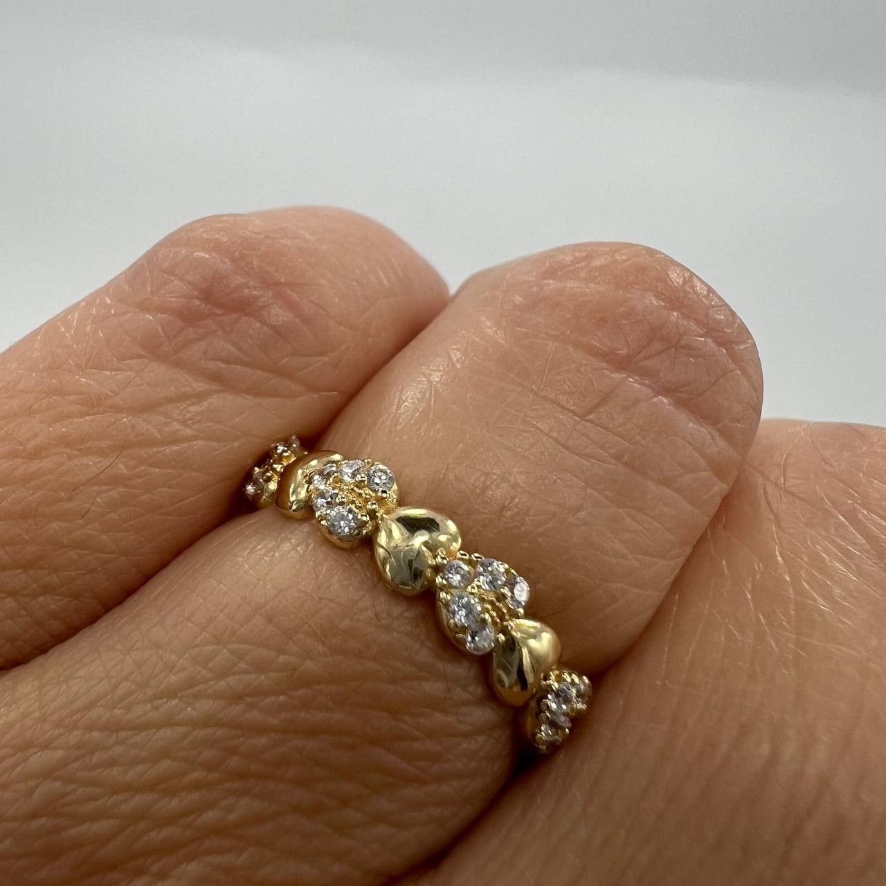 Other New 14K Solid Gold Ring 1.7g – Heart and Stones Band Design Size ONE SIZE - 7 Thumbnail