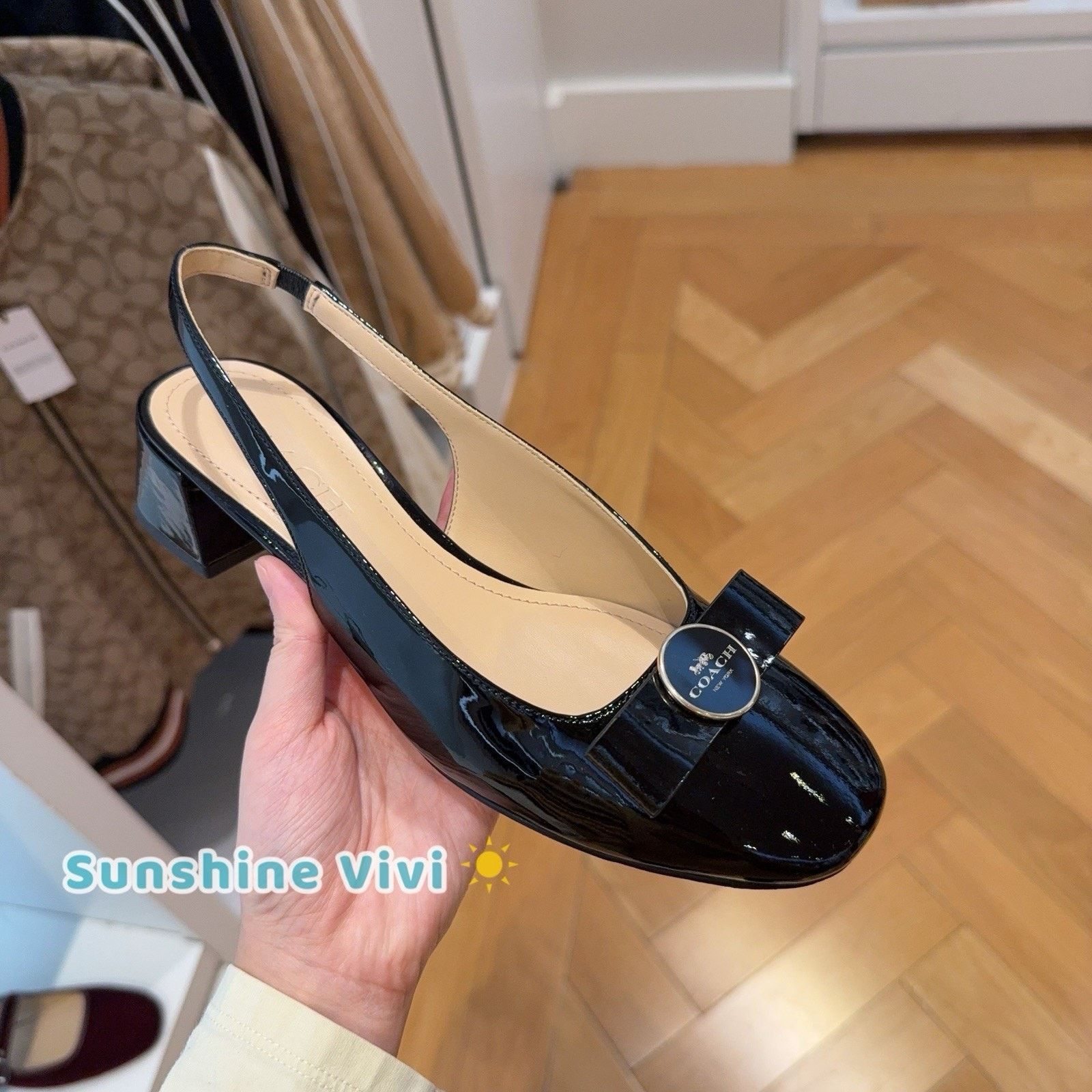 Coach NEW Coach Plaque Ballet Pump Shoes Woman Black CBN25 US6.5 Size US 6.5 / IT 36.5 - 1 Thumbnail