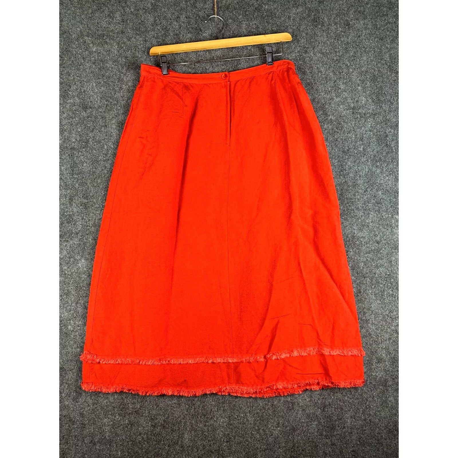 Vintage Ashley Stewart Skirt Womens 16W Red Fringe Maxi Back Zip Linen Size 38" / US 16 / IT 52 - 5 Thumbnail