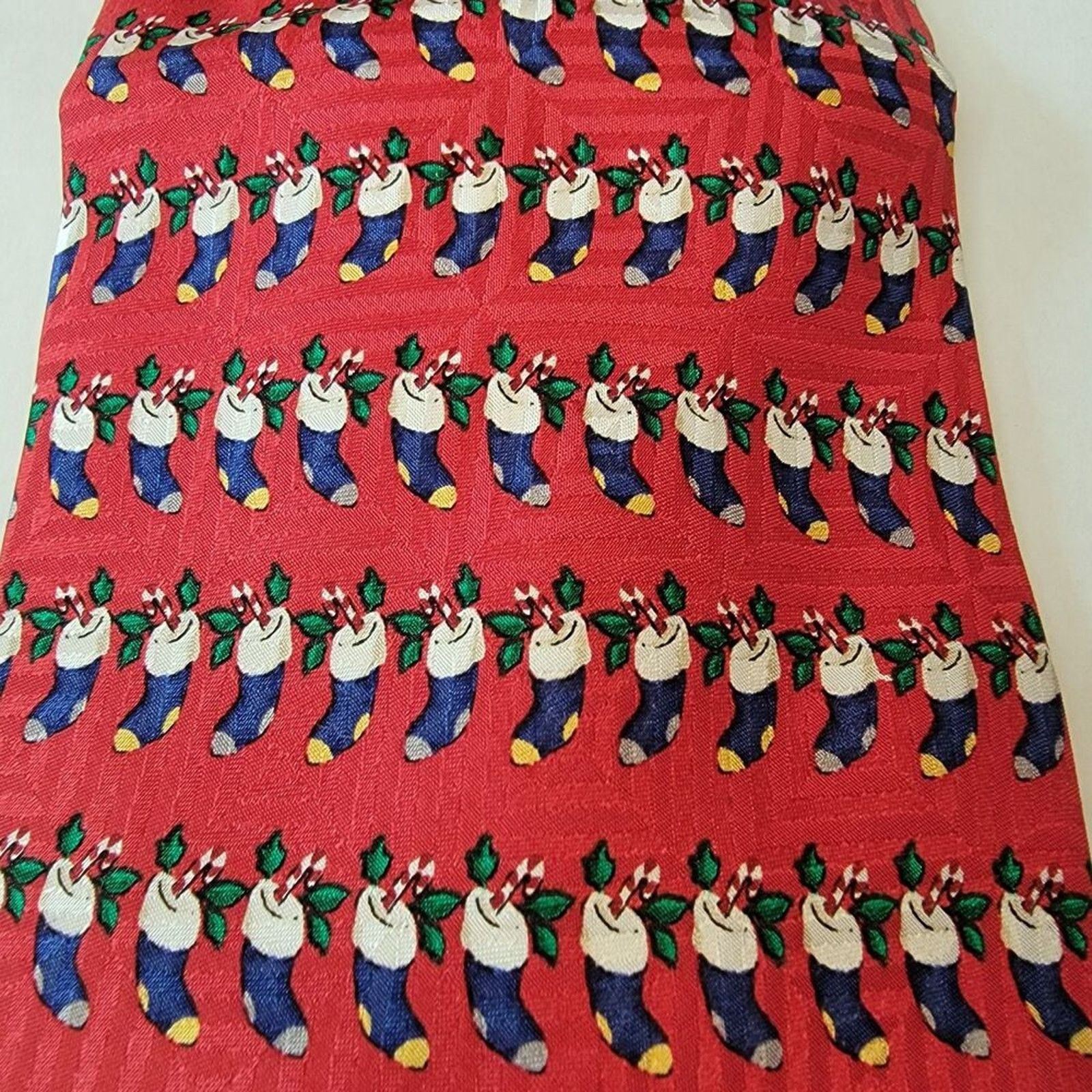 Other FN Christmas Tie- Stockings- Red- 100% Silk Size ONE SIZE - 1 Thumbnail