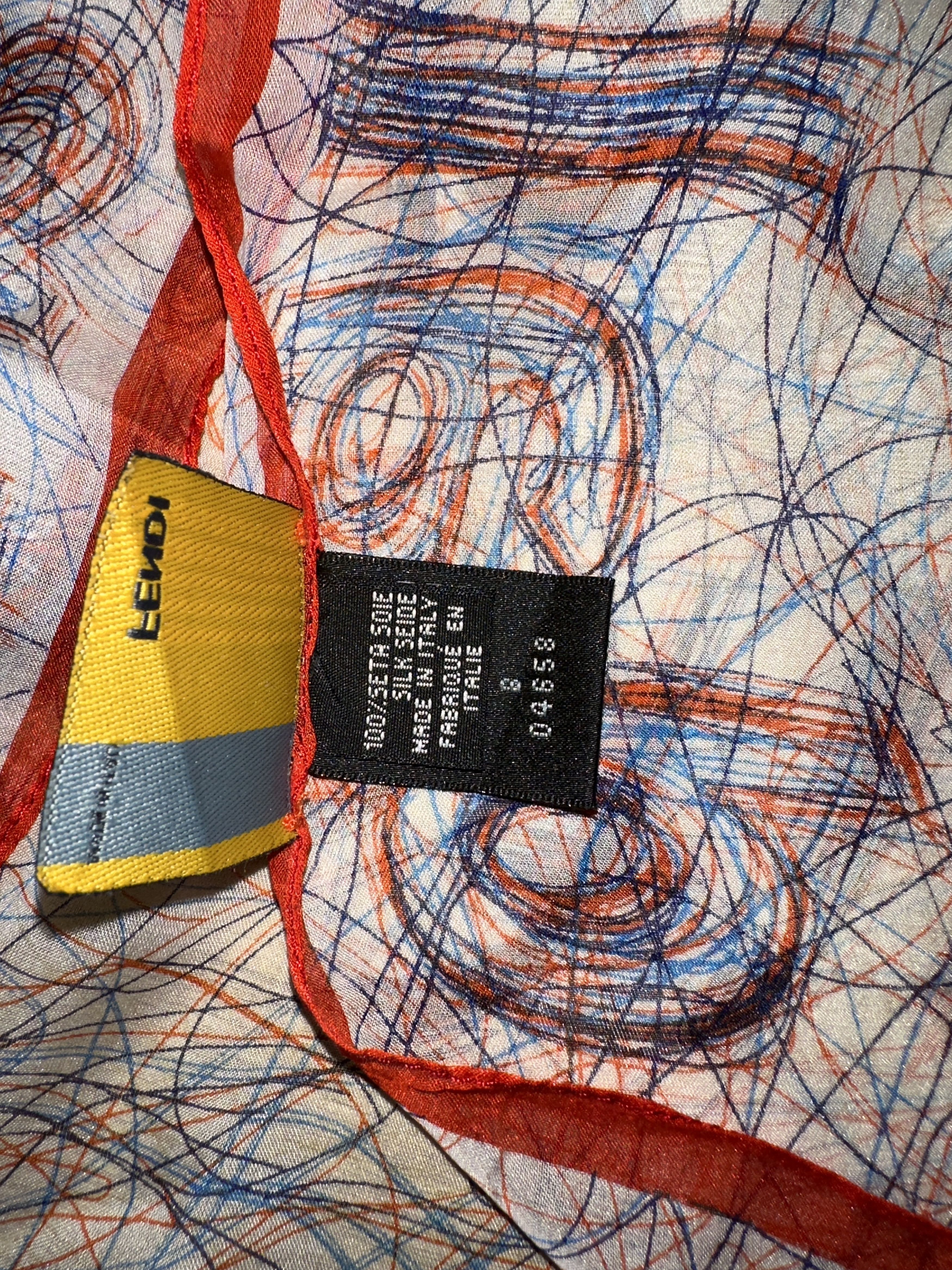 Fendi Fendi Monogram Scribble Logo 100% Silk Long Scarf 170x65 Cm Size ONE SIZE - 4 Thumbnail