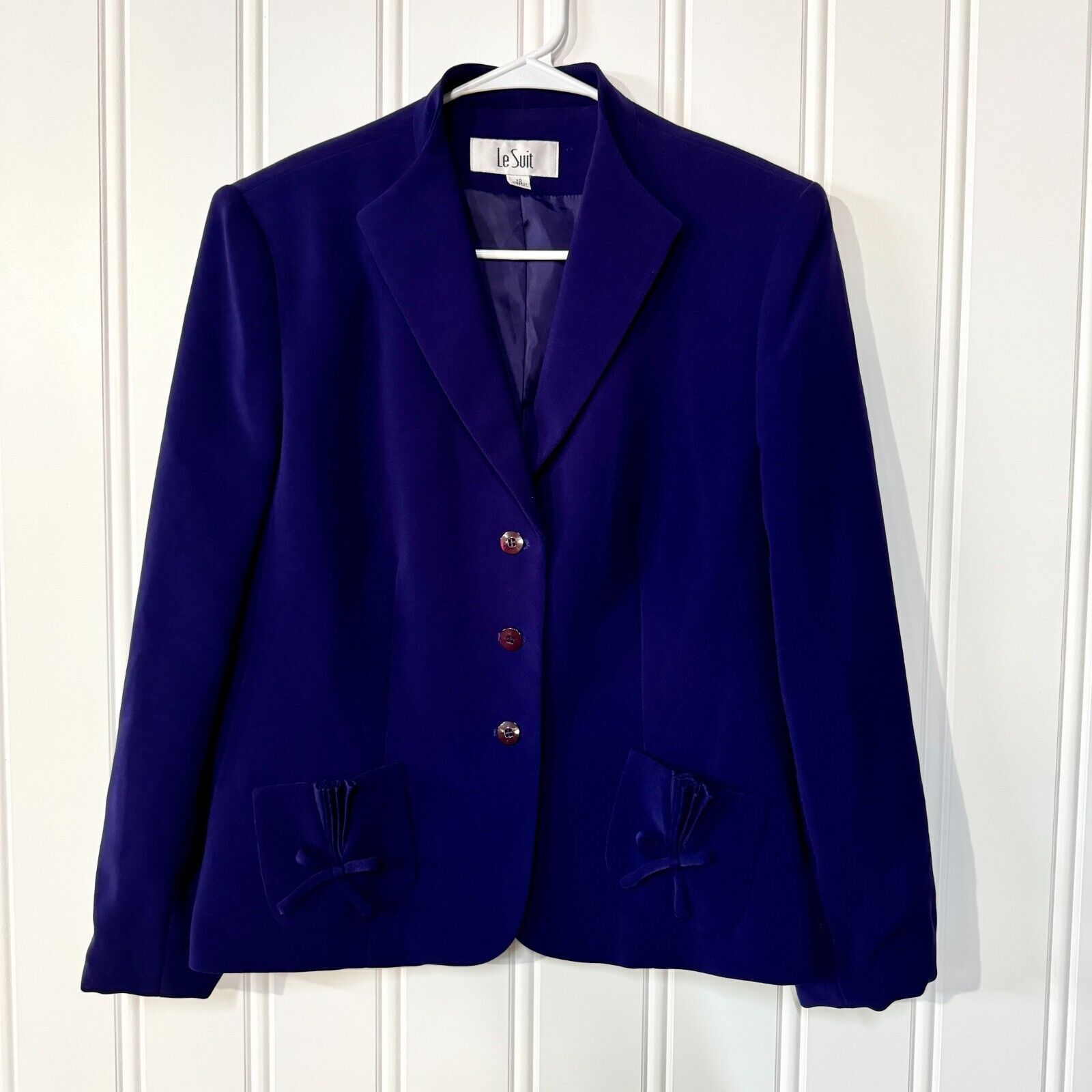 Vintage Vintage Le Suit Purple Flutter Pocket Polyester Blazer 10c Size L / US 10 / IT 46 - 1 Thumbnail