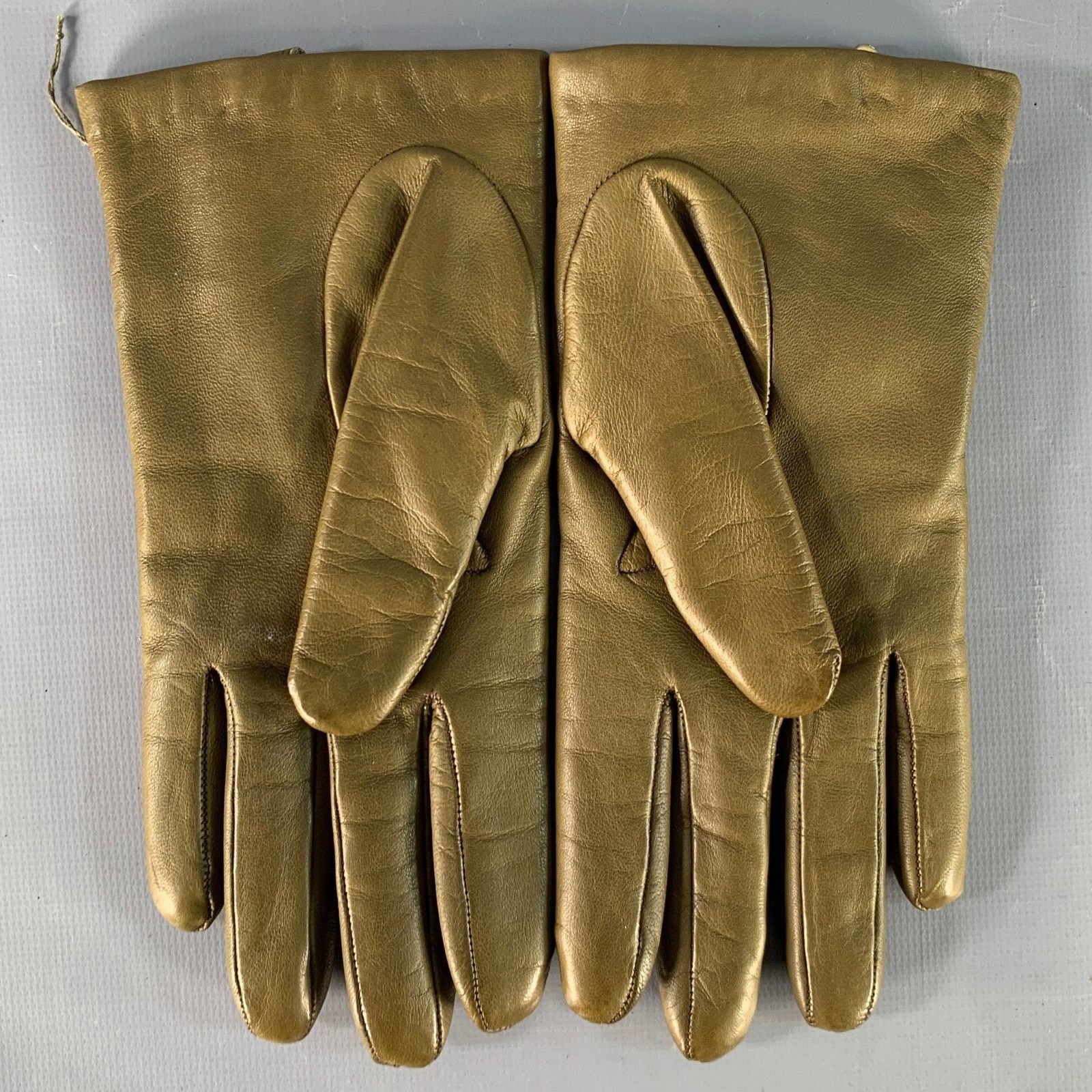 J.Crew J.CREW Size S Green Olive Leather Cashmere Lined Gloves Size ONE SIZE - 2 Thumbnail
