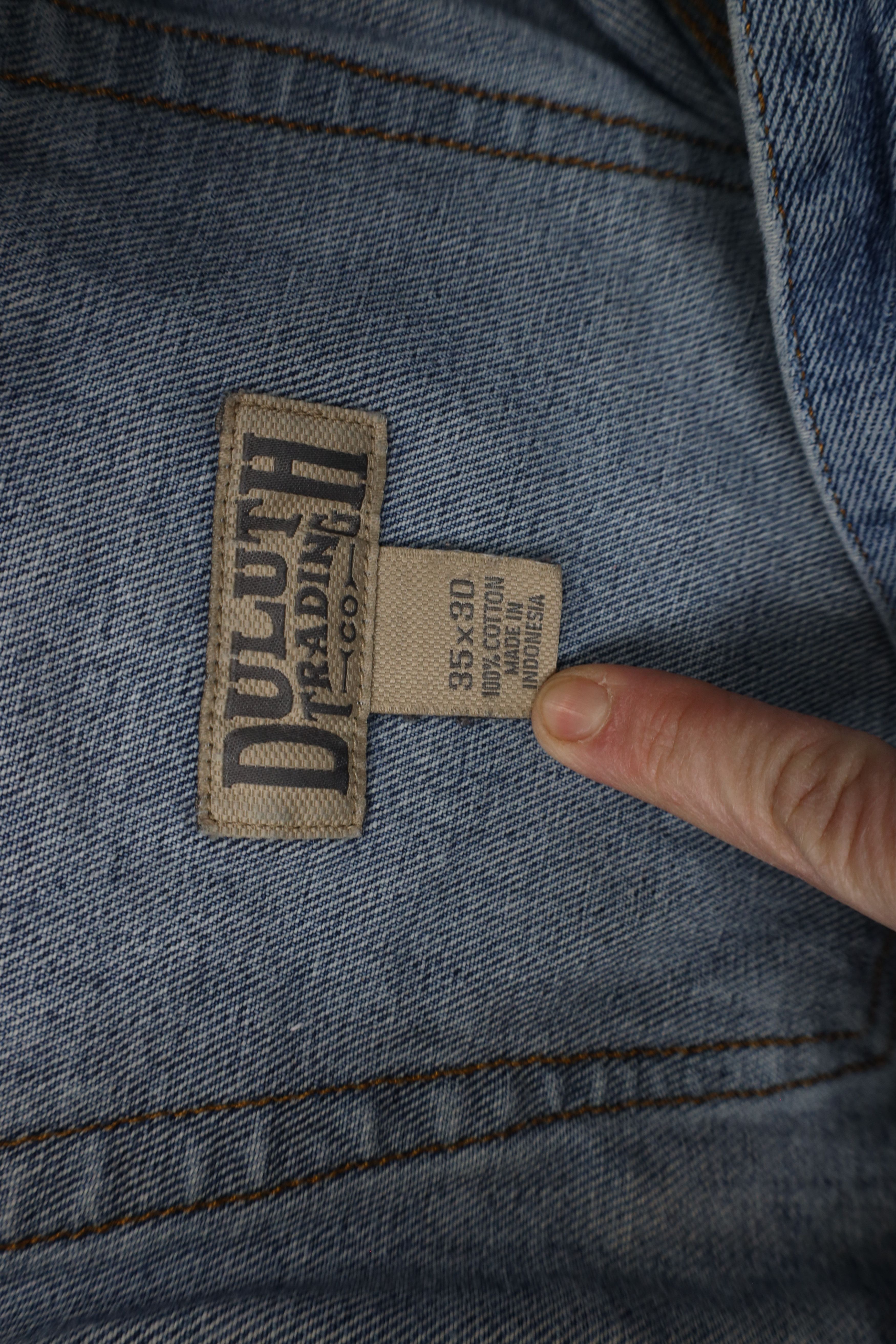 Duluth Trading Company × Vintage Duluth Trading Co Fit Thrashed Wide Leg Denim Jeans Blue Size US 35 - 10 Thumbnail