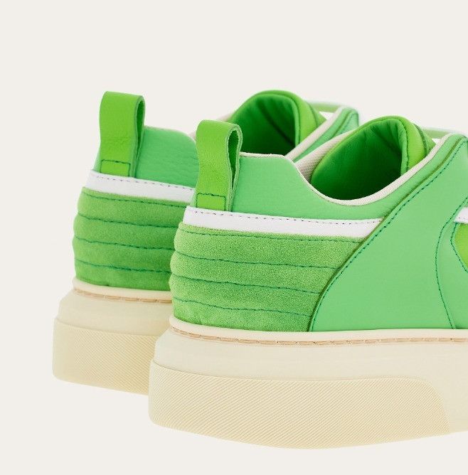 Salvatore Ferragamo o1s1rm0724 Leather Low-Top Sneakers in Green/White Size US 12.5 / EU 45-46 - 3 Thumbnail