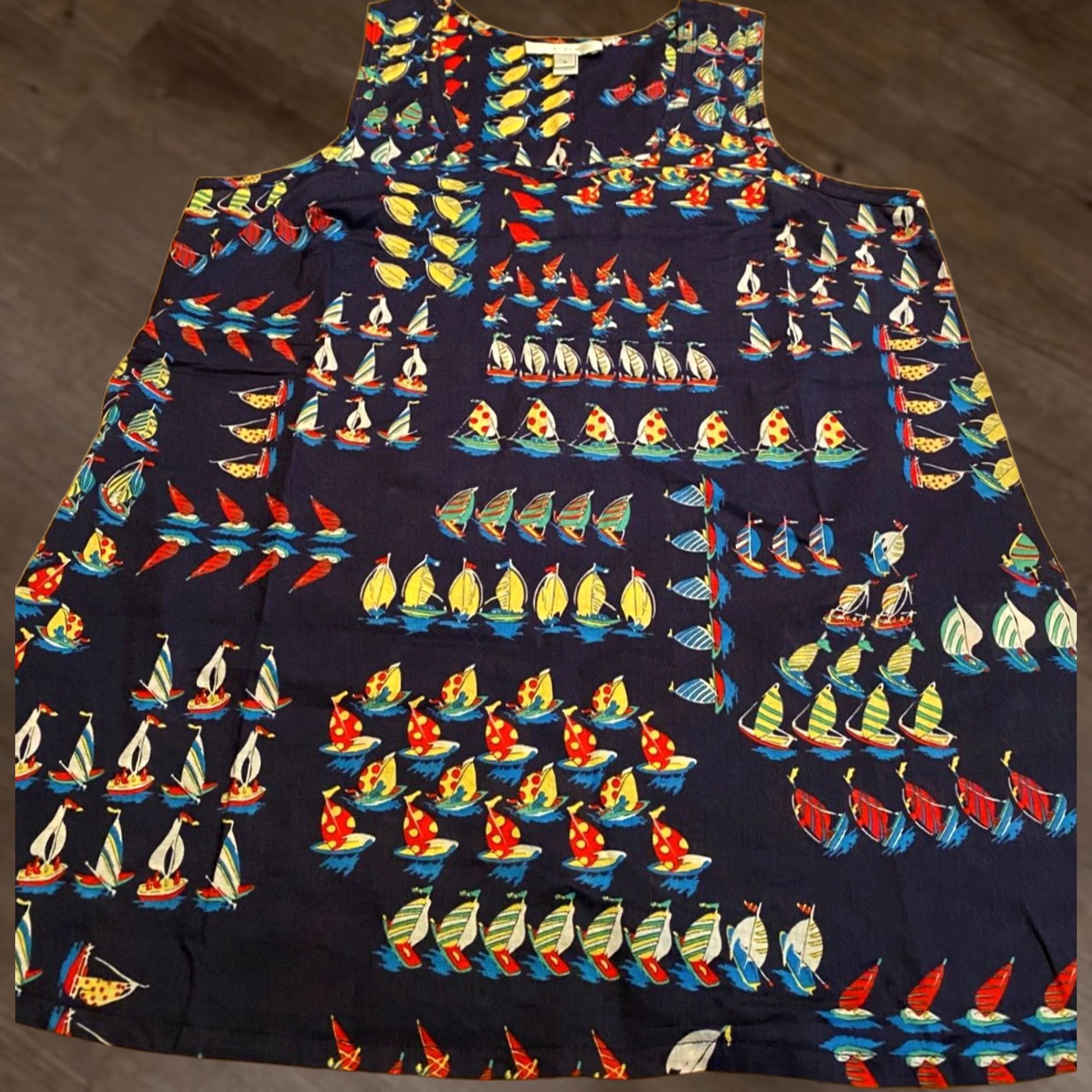 J.Crew All Over Fish Print Blue Cotton Tank Blouse Sz 0 Womens Blouse Shirt Tank Blue Fish Print Cotton Sz0, Women's (Size Xs)