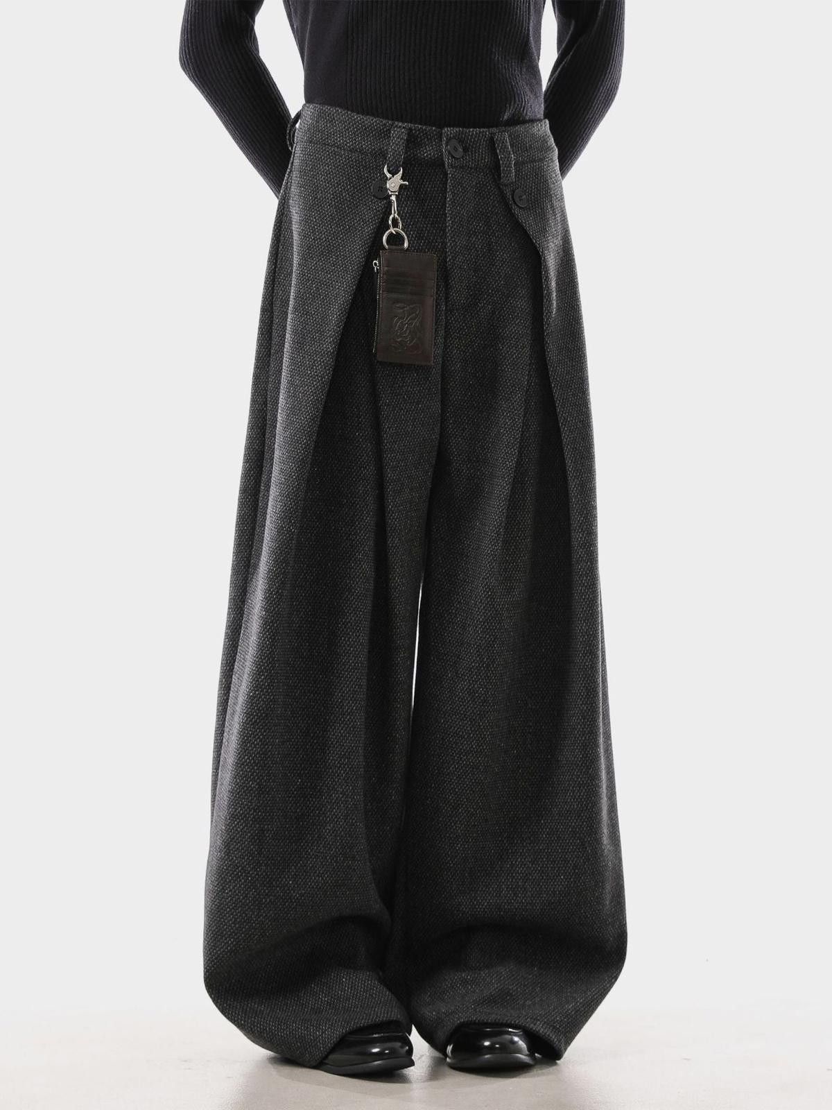 Vintage Brown Wide Leg Wool Pants, Loose Fit Casual Trousers Size US 32 / EU 48 - 8 Thumbnail