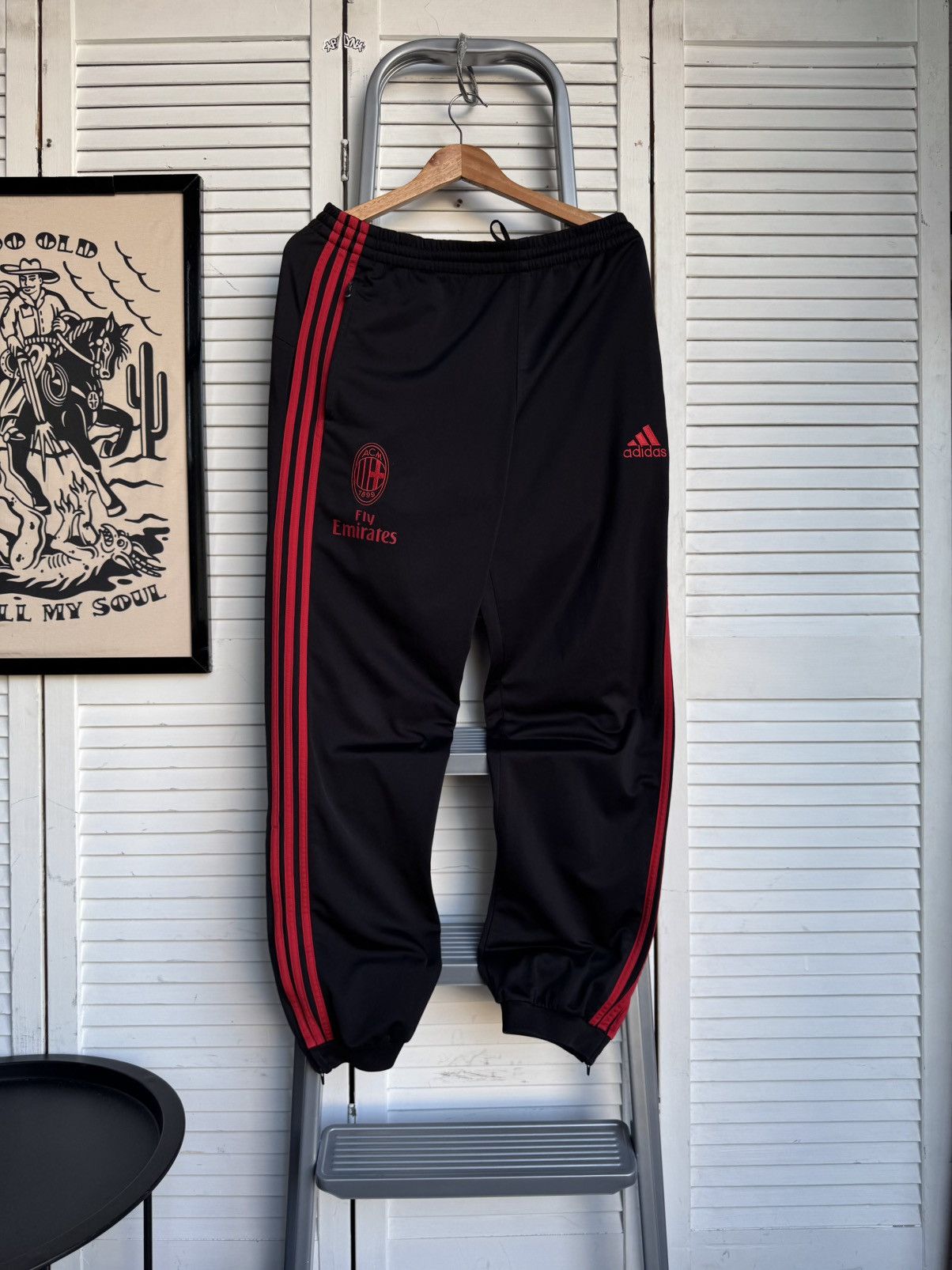Adidas Vintage Adidas FC Milan Track Training Soccer Pants Black Size US 34 / EU 50 - 3 Thumbnail