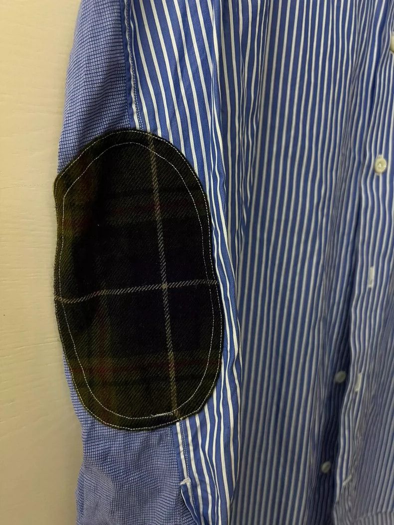 Junya Watanabe Junya Watanabe Blue wool leather striped stitching shirt Size US S / EU 44-46 / 1 - 4 Thumbnail