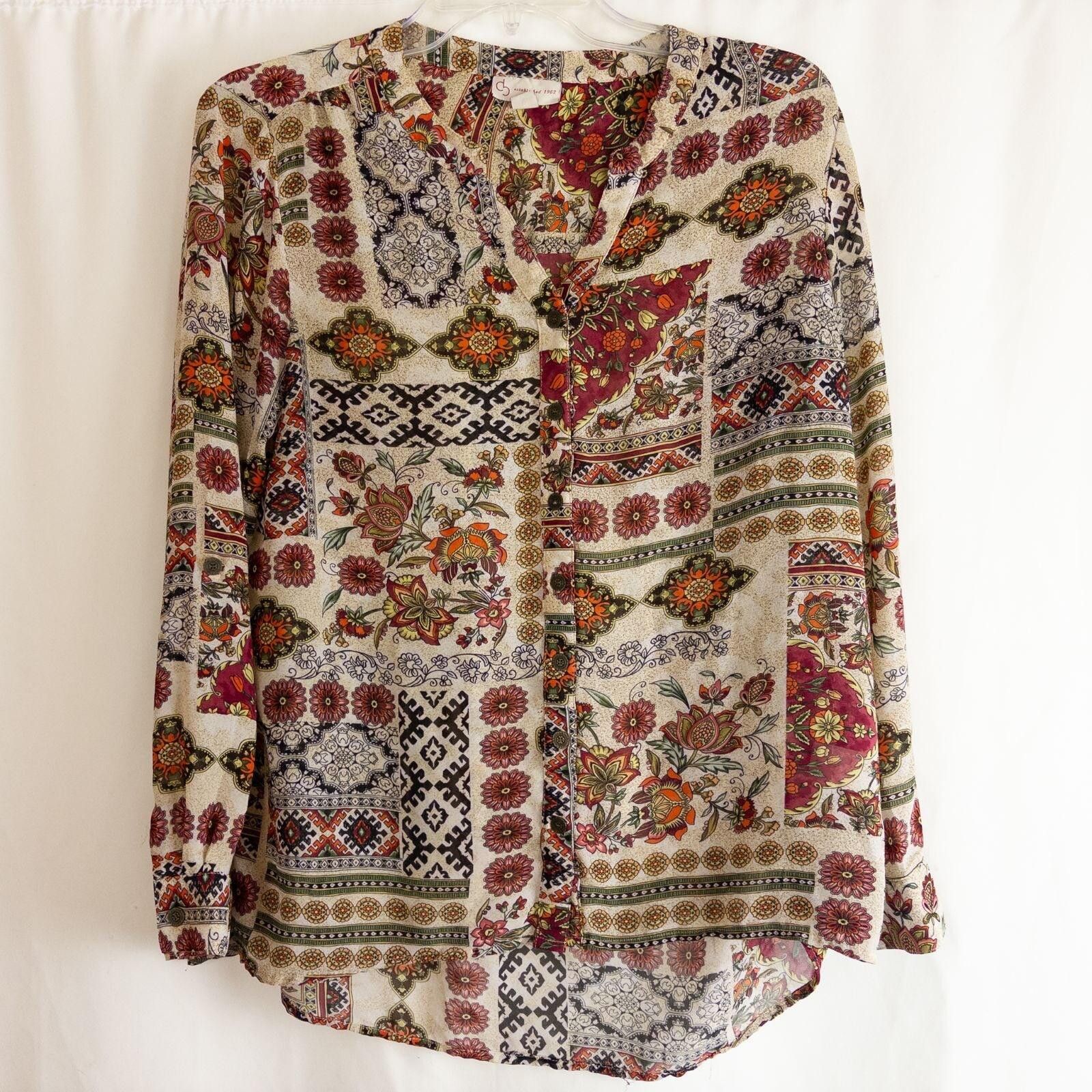 The Unbranded Brand DB Multicolor Floral Patchwork Blouse Womens Medium Size M / US 6-8 / IT 42-44 - 1 Thumbnail