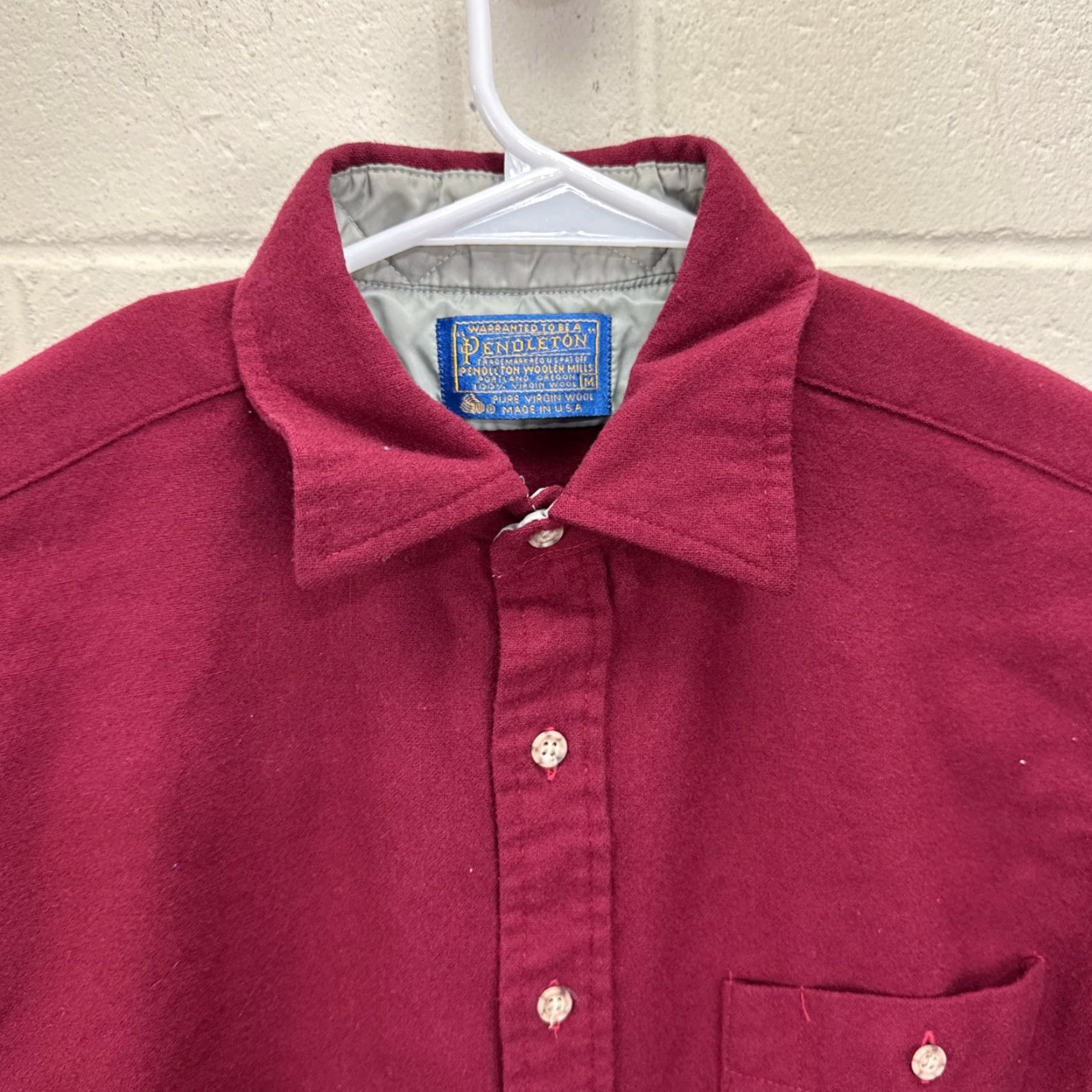Pendleton VTG Pendleton Flannel Shirt Medium Burgundy Elbow Patches Pure Virgin Wool USA Size US M / EU 48-50 / 2 - 3 Thumbnail