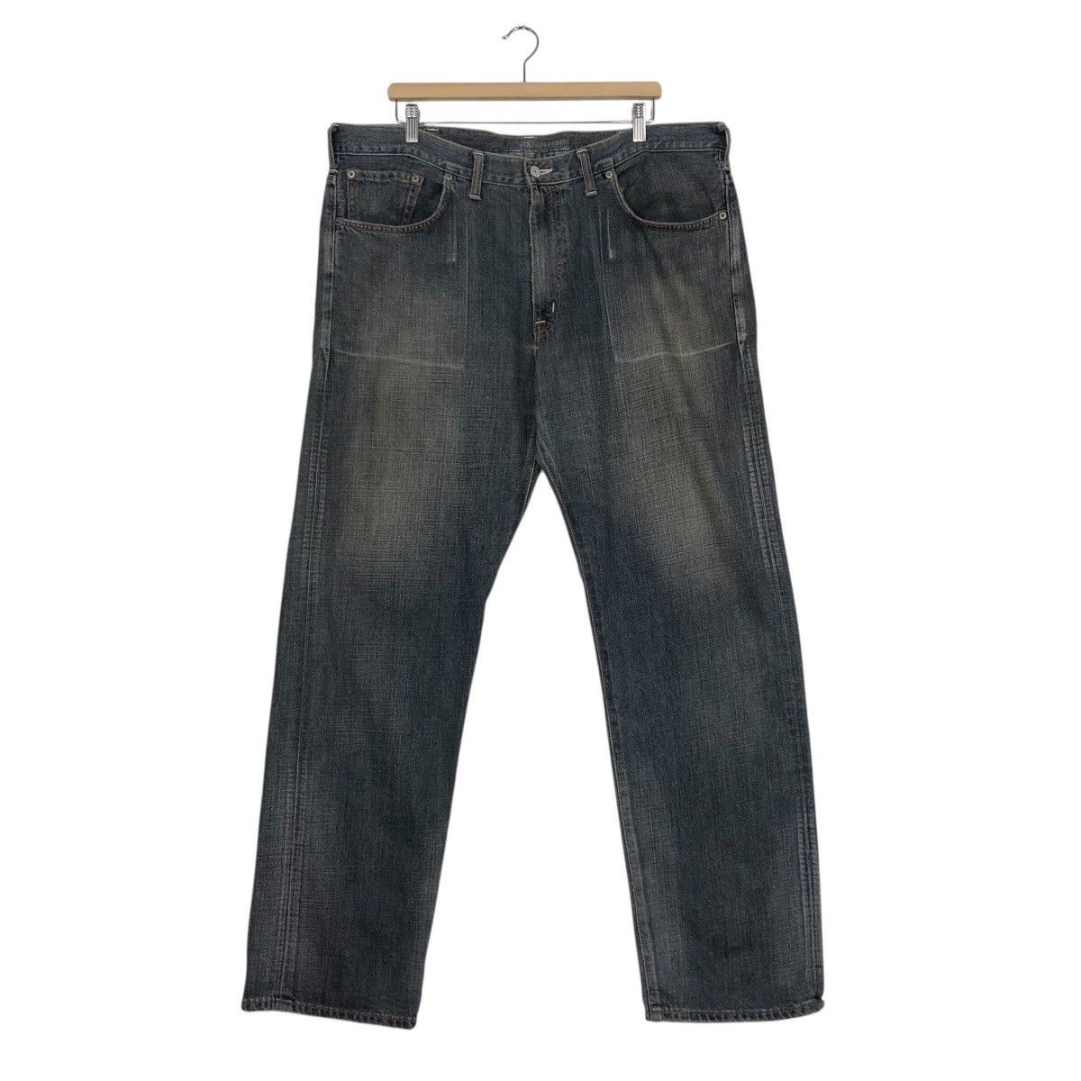 Japanese Brand Edwin Dark Wash Straight Leg Jeans Faded Denim Workwear Size US 40 / EU 56 - 2 Thumbnail