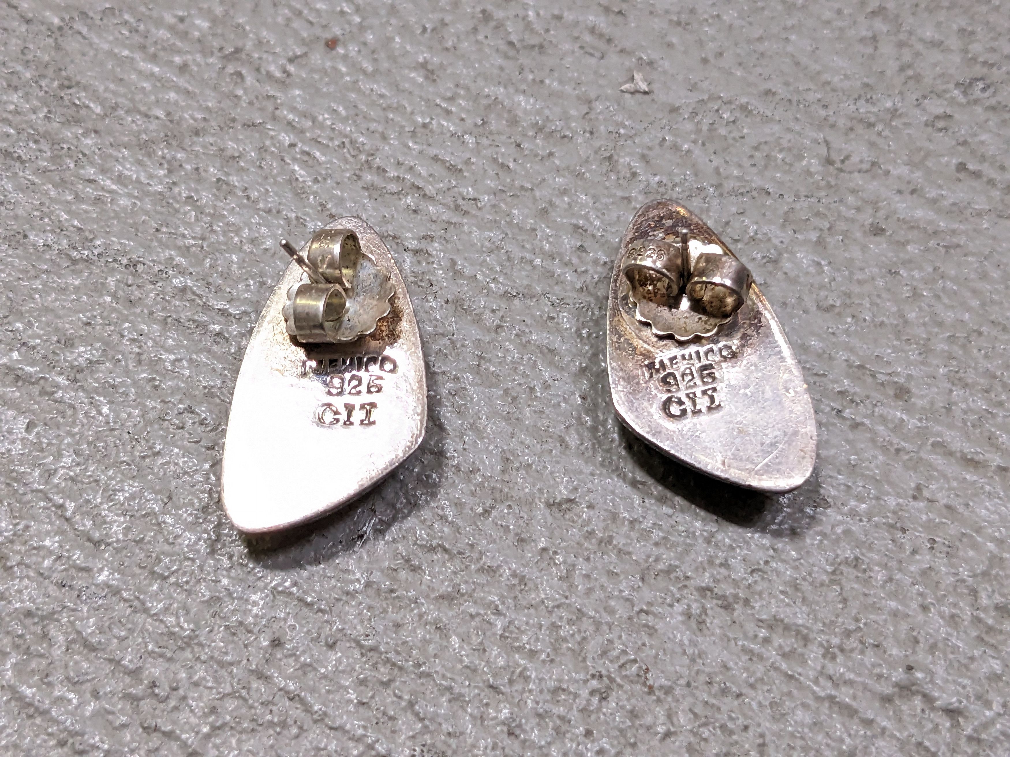 Jewelry Vintage Sterling Silver Earrings Mid Century Modern Triangle Size ONE SIZE - 5 Thumbnail