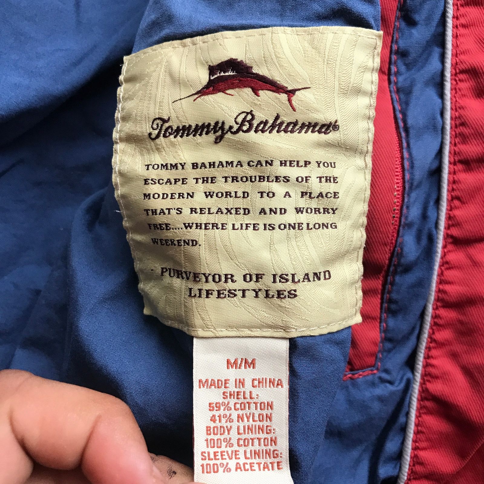 Tommy Bahama Tommy Bahama Lined Bomber Jacket Mens Medium Red Full Zip Size US M / EU 48-50 / 2 - 4 Thumbnail