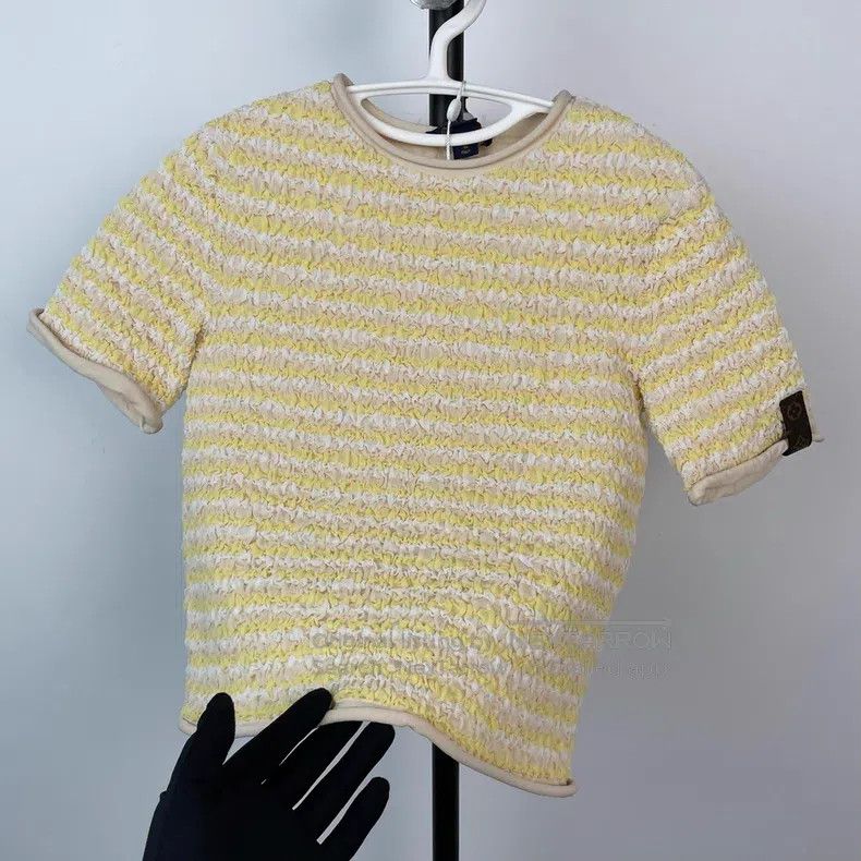 Louis Vuitton Yellow Stripe Short Sleeve Knit T-Shirt