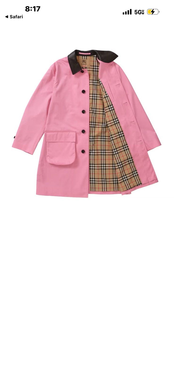 Burberry × Supreme Supreme X Burberry, pink trenchcoat size XL brand new Size US XL / EU 56 / 4 - 1 Thumbnail