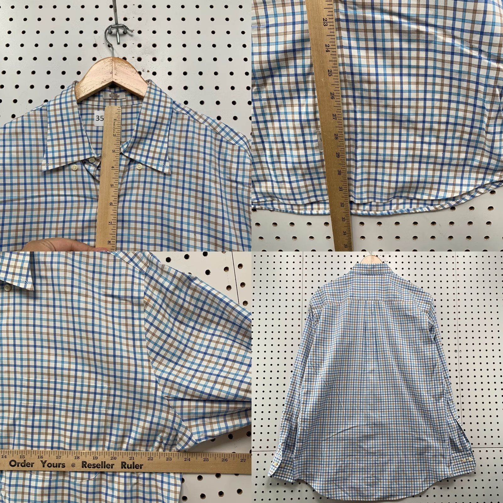 Peter Millar Peter Millar Button Shirt Mens Large Blue Check Long Sleeve Nanoluxe 24x33 Size US L / EU 52-54 / 3 - 8 Thumbnail