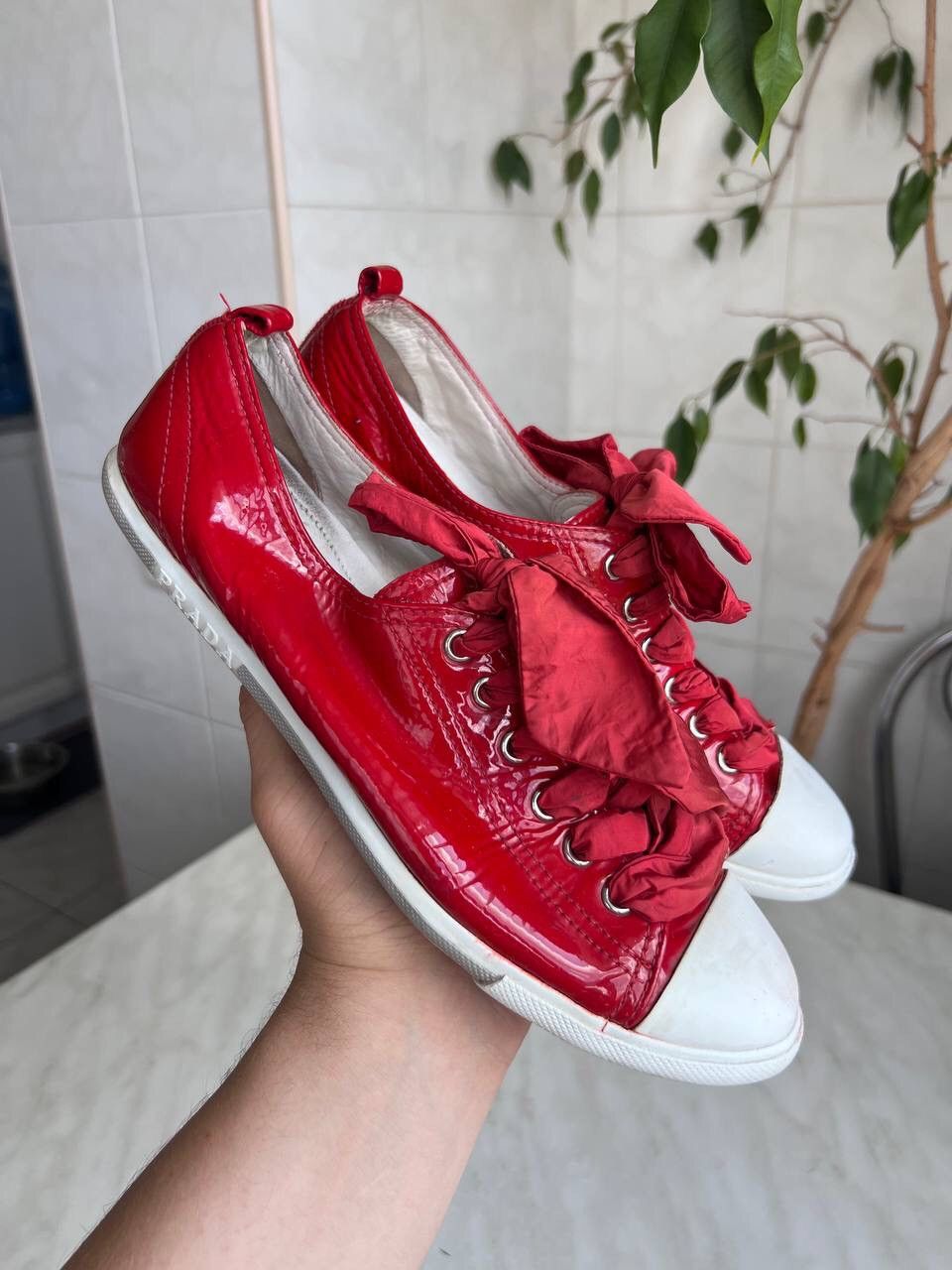 Prada Vintage Prada Sneakers 2000s Red Leather Y2K Luxury Size US 8 / IT 38 - 15 Thumbnail