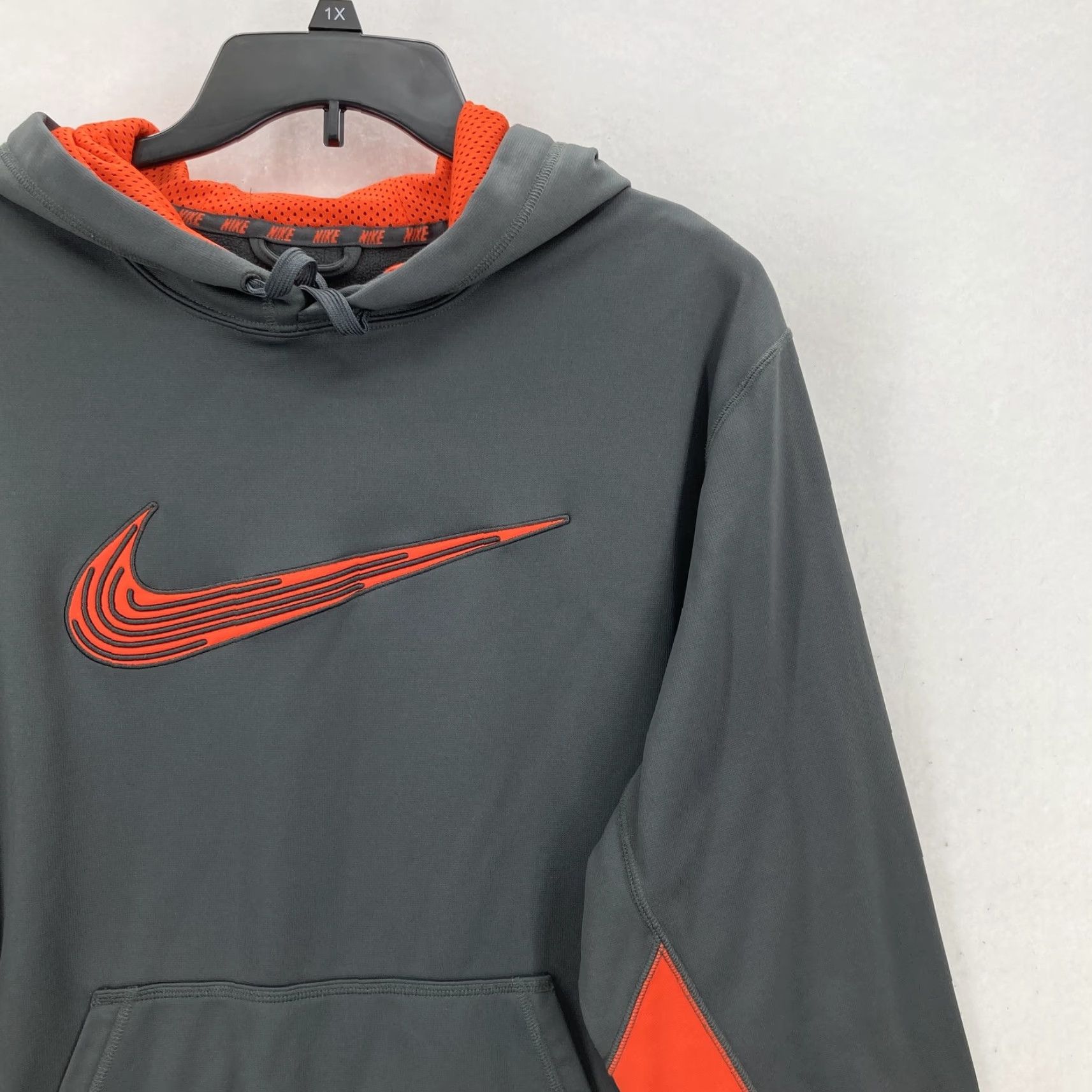Nike Nike Hoodie Mens XL Gray Orange Therma-Fit Pullover Swoosh Knockout Annihilator Size US XL / EU 56 / 4 - 2 Thumbnail