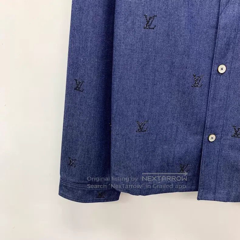 Louis Vuitton Louis Vuitton 25 Dark Blue Logo Beaded Cotton Lapel Single Size US L / EU 52-54 / 3 - 4 Thumbnail