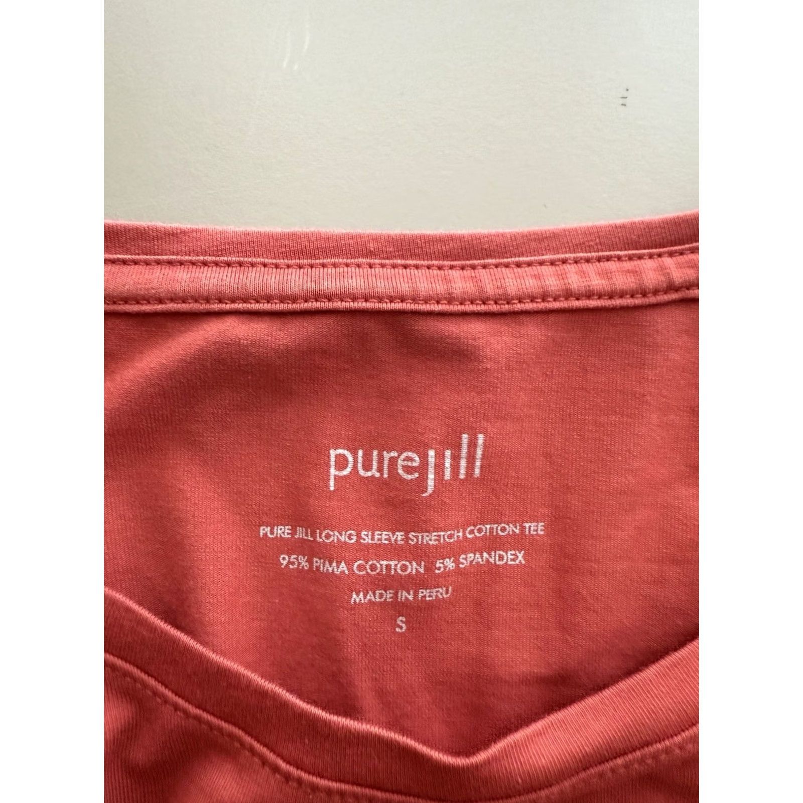 J. Jill J. Jill Women's S Pink Long Sleeve Cotton Tee Basic Minimal Casual Size S / US 4 / IT 40 - 3 Thumbnail