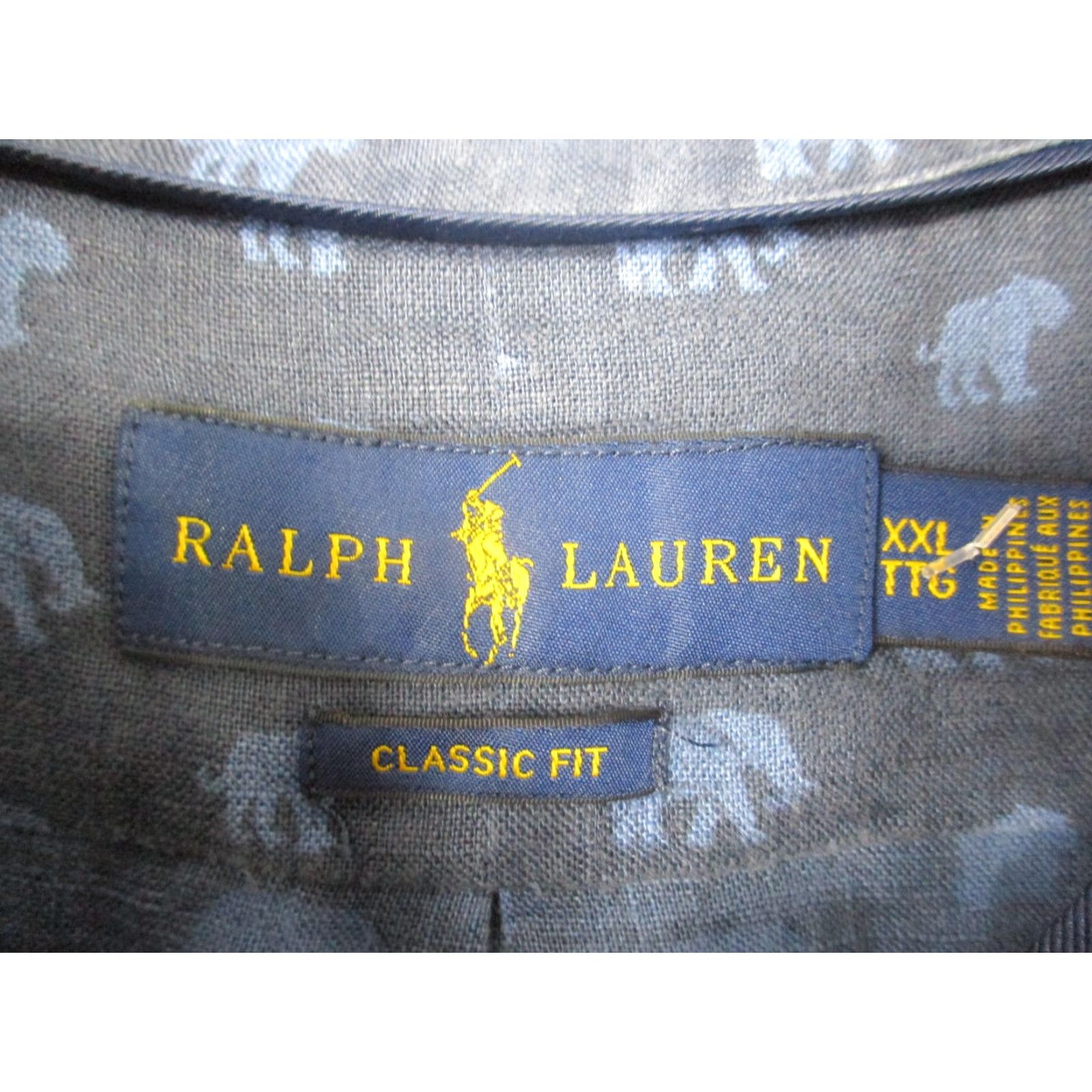 Ralph Lauren Ralph Lauren Shirt Mens 2XL Blue Linen Elephant Print Classic Fit Short Sleeve Size US XXL / EU 58 / 5 - 3 Thumbnail