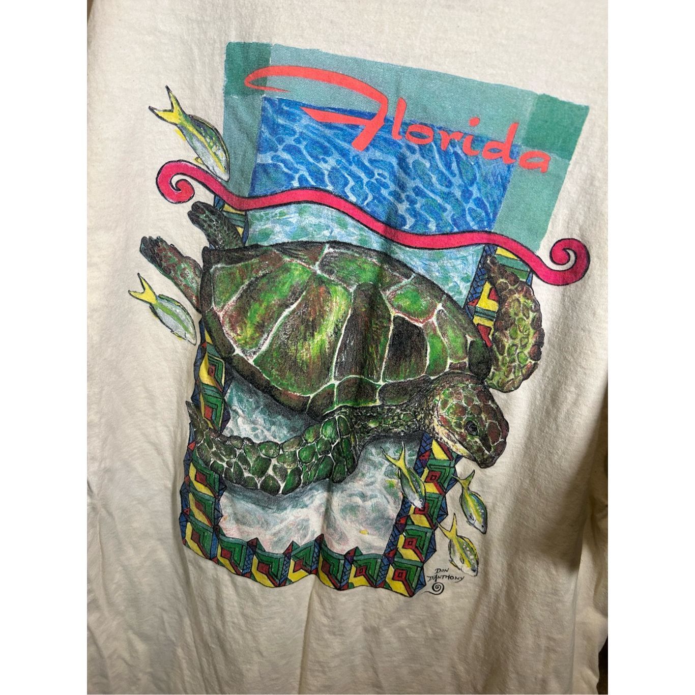 Delta Vintage 1990s Florida reef nature water ocean white tshirt Size US XL / EU 56 / 4 - 2 Thumbnail