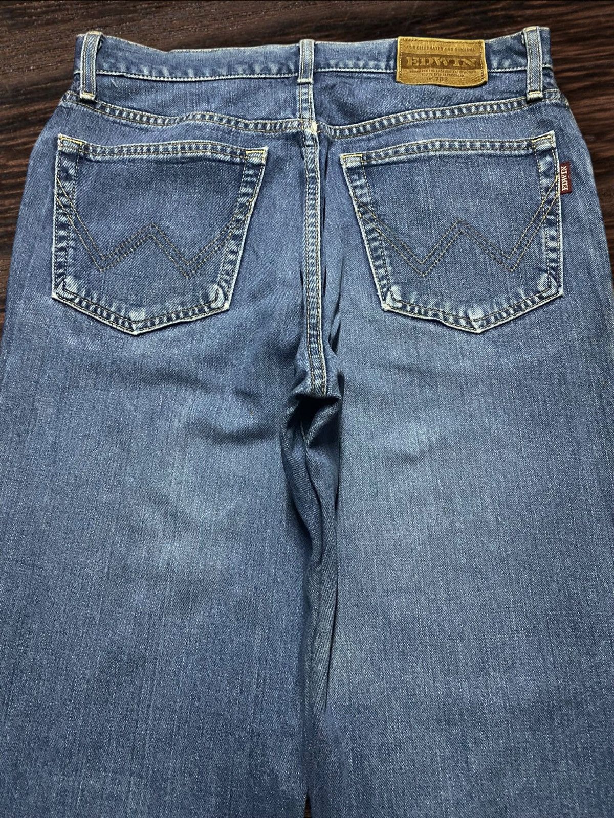 Japanese Brand Vintage Japanese Brand Edwin 703 Blue Wash Distressed Jeans Size US 30 / EU 46 - 4 Thumbnail