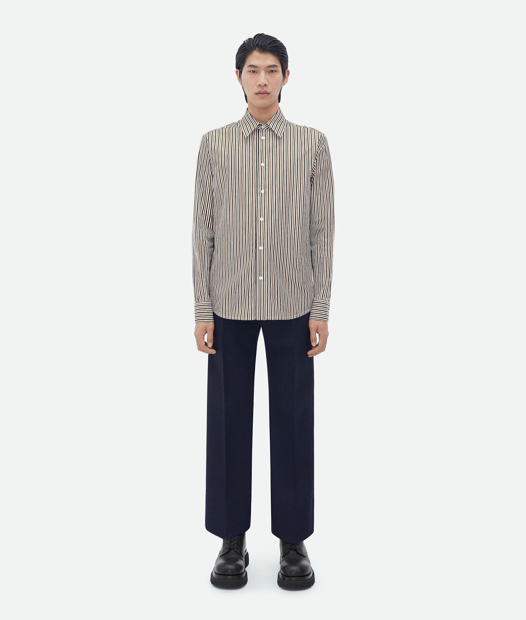 Bottega Veneta o1n1vont1224 Striped Cotton Shirt in Multicolor Size US L / EU 52-54 / 3 - 1 Thumbnail