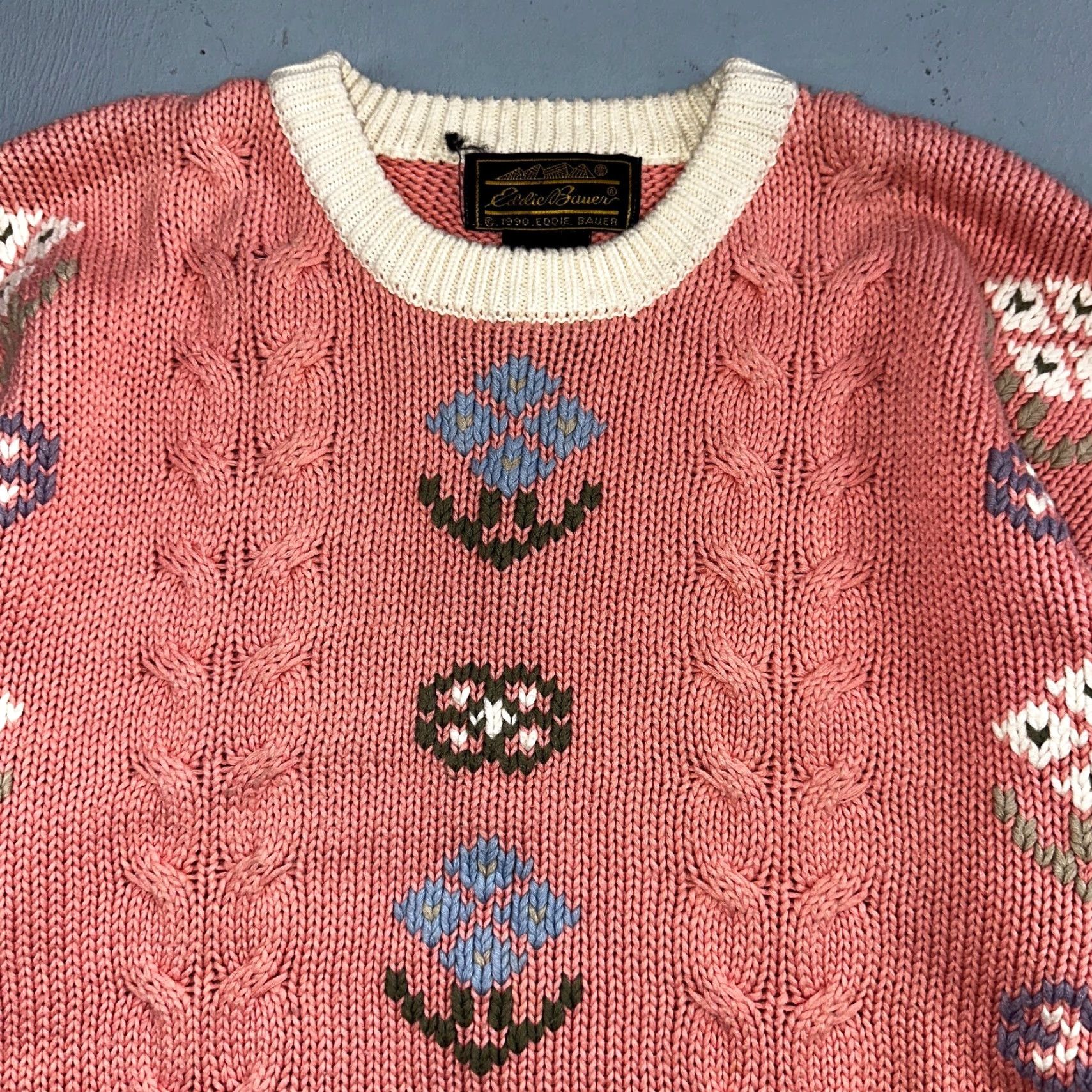 Eddie Bauer Eddie Bauer VTG Pink Floral Country Sweater Cottage Core Thick 1990 Medium Size M / US 6-8 / IT 42-44 - 2 Thumbnail