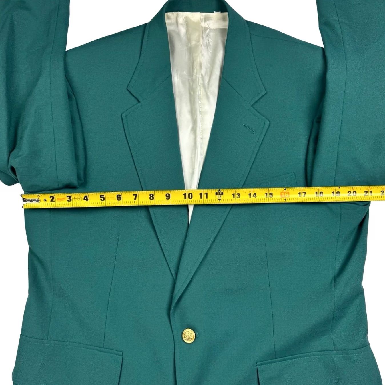 Lands' End Lands' End Men’s Blazer Jacket Wool 42R Green Gold Button Notch Lapel 2-Button Front Single-Breasted Vintage VTG Size 42R - 6 Thumbnail