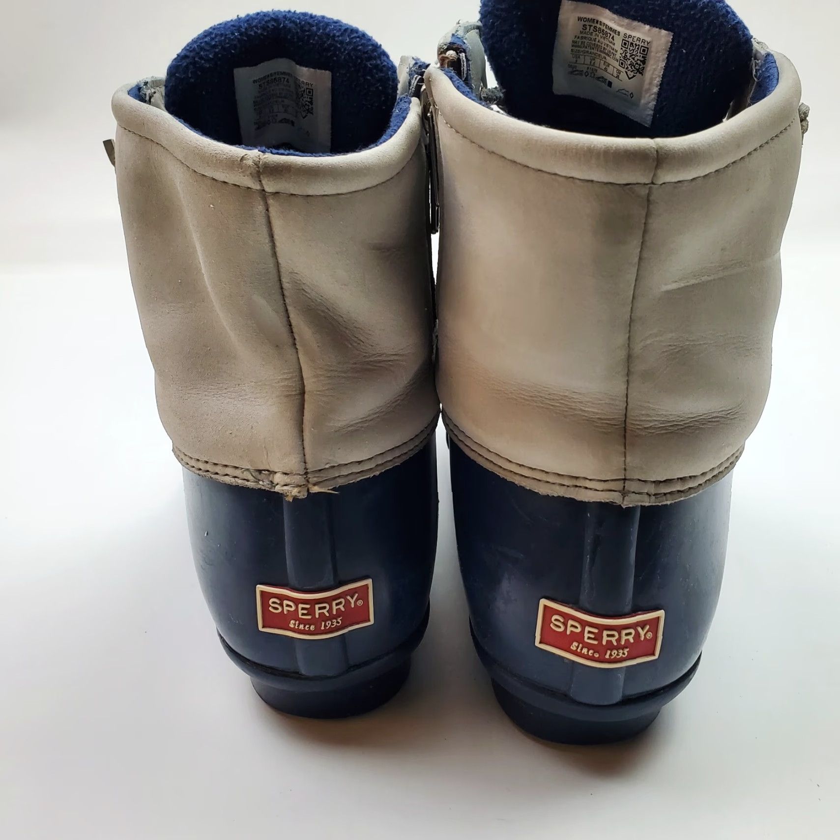 Sperry Sperry Rain Boots Womens Size 9 Blue Gray Ankle Lace Up Side Zip Saltwater Duck Boots Waterproof Lined Rubber Size US 7 / IT 37 - 5 Thumbnail