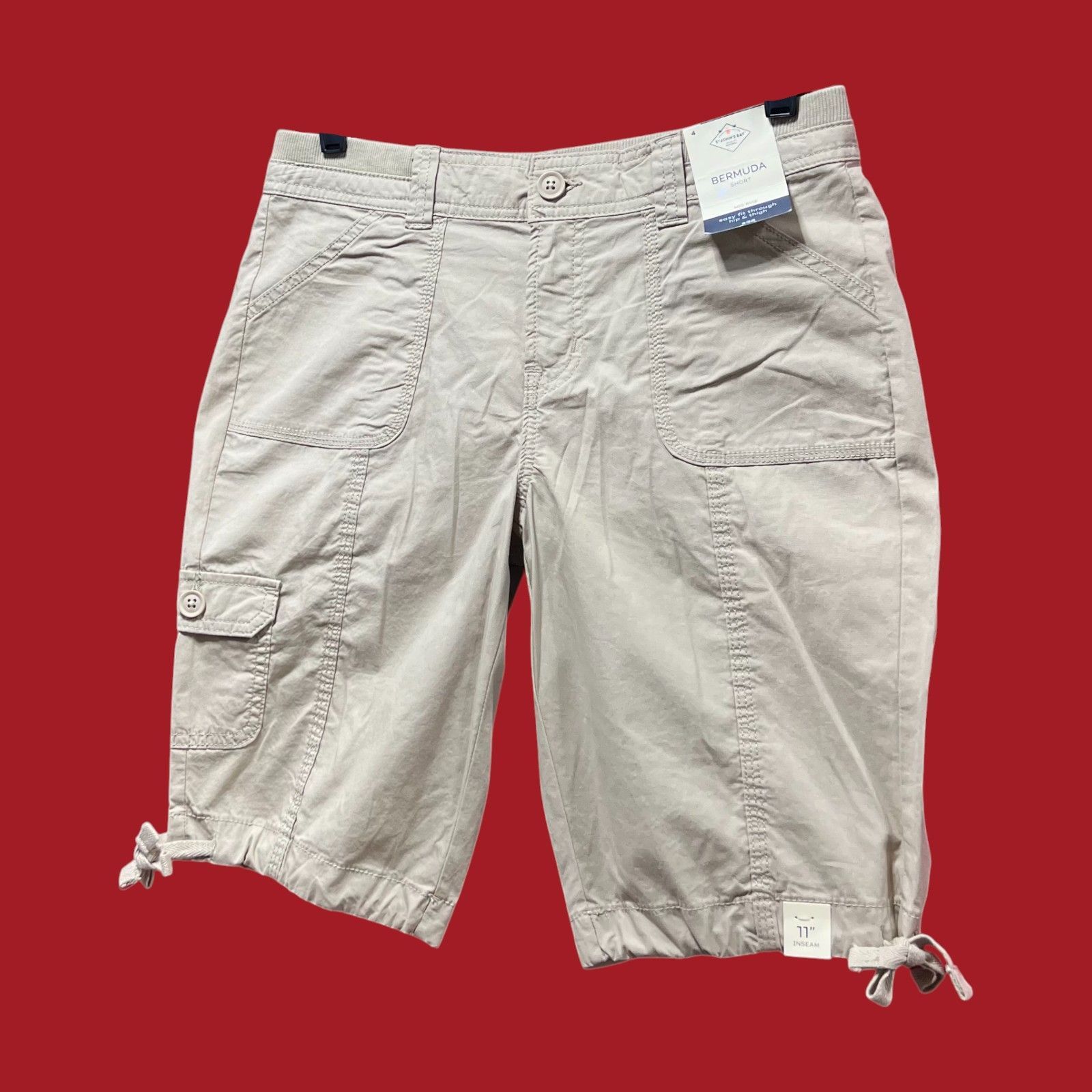 Other St. John's Bay - Women's Mid-Rise Cargo Bermuda Short - Beig Size 27" / US 4 / IT 40 - 16 Thumbnail