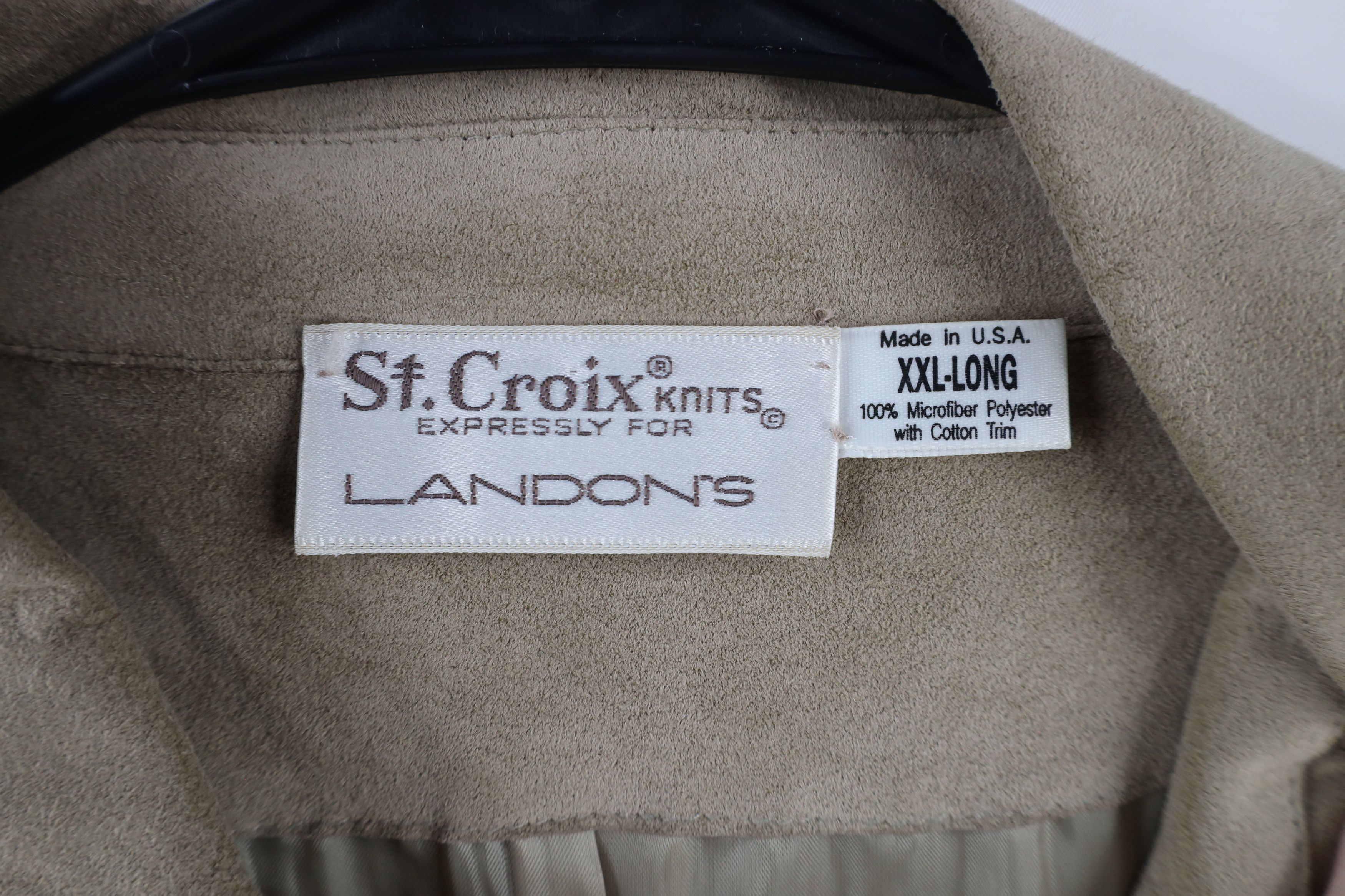 St. Croix × Vintage Vintage 90s St Croix Long Microfiber Bomber Jacket Beige USA Size US XXL / EU 58 / 5 - 5 Thumbnail