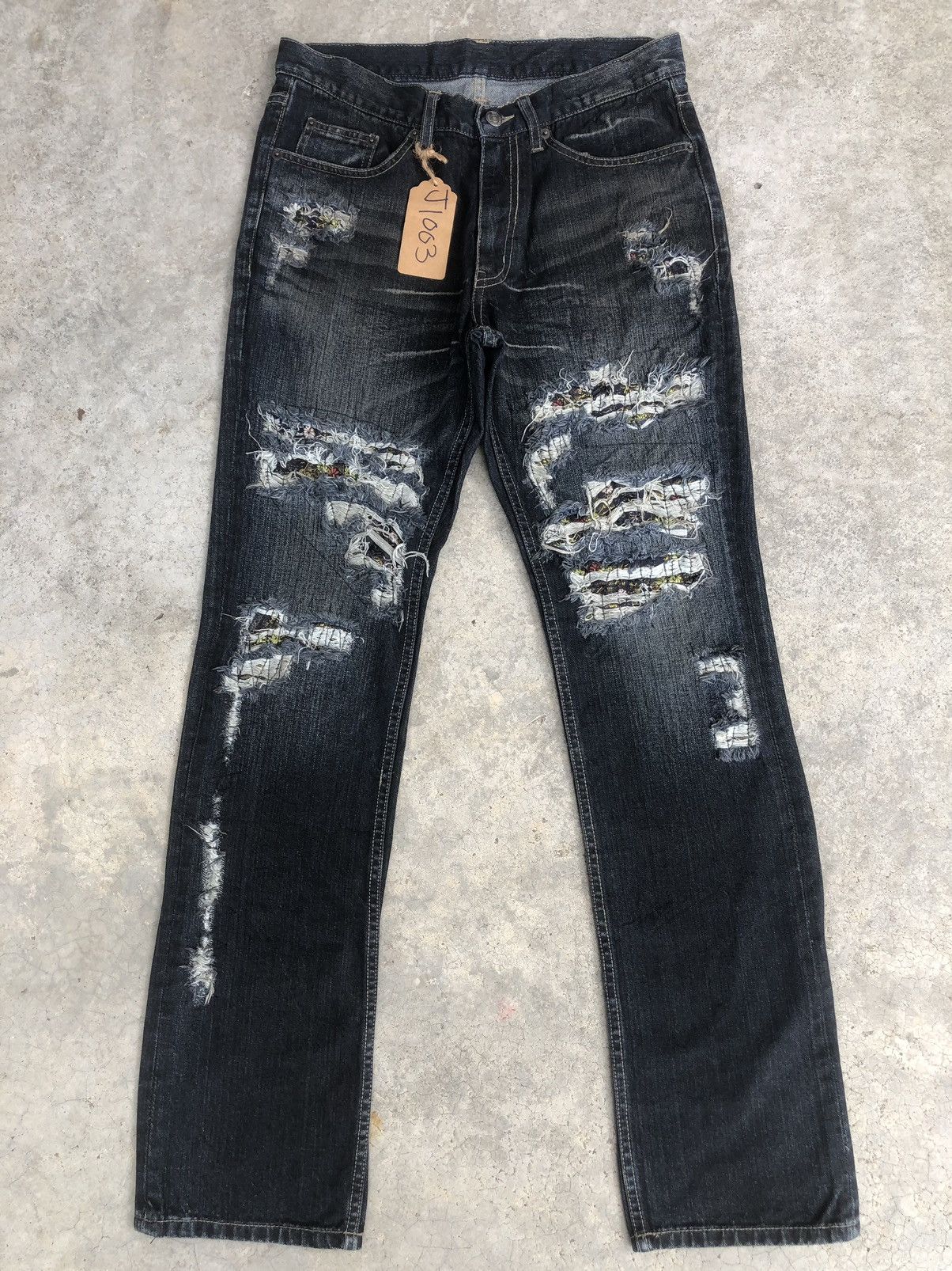 PPFM Japanese PPFM Distressed Patchwork Jeans Size US 31 - 1 Thumbnail