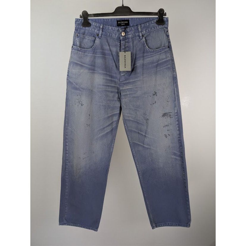 Balenciaga o1rshd1 Unisex Loose fit Jeans in Workwear Purple Size US 32 / EU 48 - 2 Thumbnail