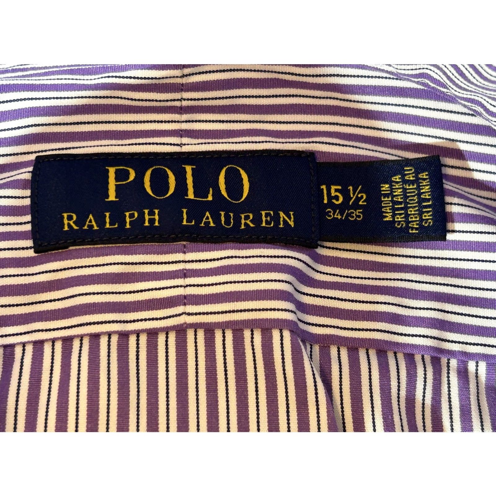 Polo Ralph Lauren Ralph Lauren Shirt Mens 15.5 Purple Stripe Button Polo Dress Shirt Size 42R - 7 Thumbnail