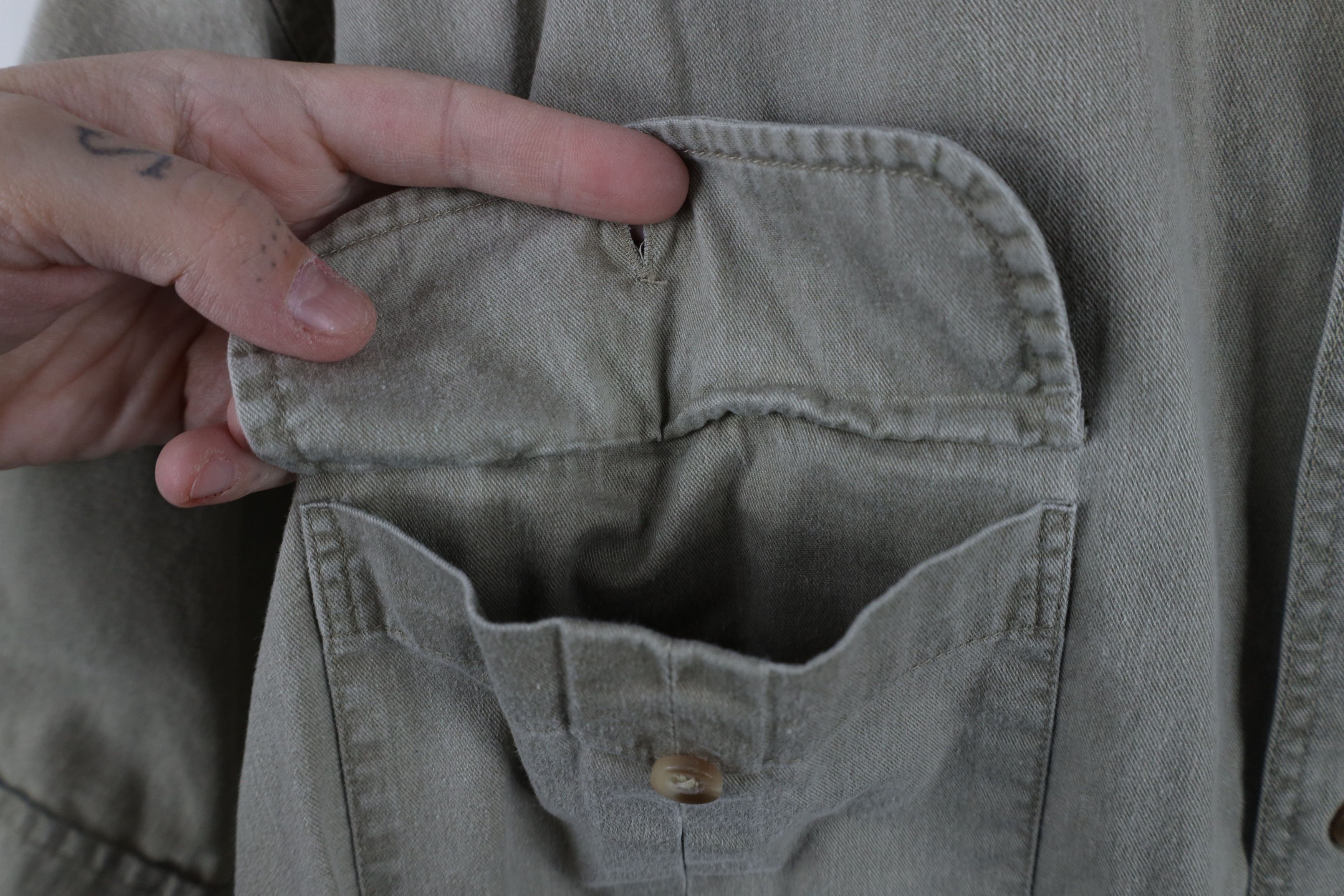 Vintage Vintage 90s Streetwear Stonewash Military Button Shirt Size US XL / EU 56 / 4 - 5 Thumbnail