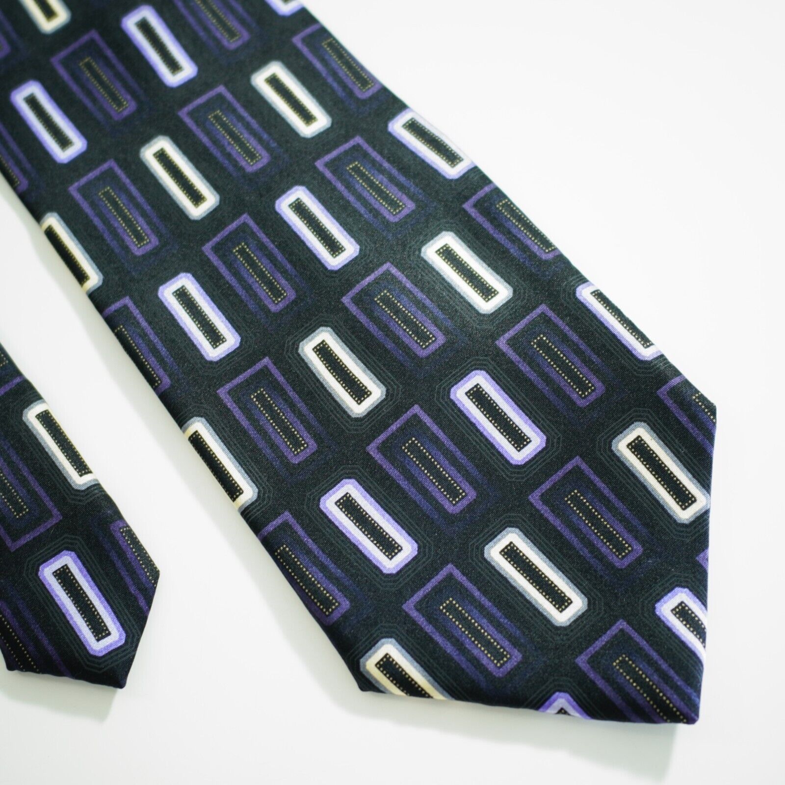 Alexander Julian Alexander Julian Gray Purple Yellow Geometric Print Silk Ti Size ONE SIZE - 1 Thumbnail