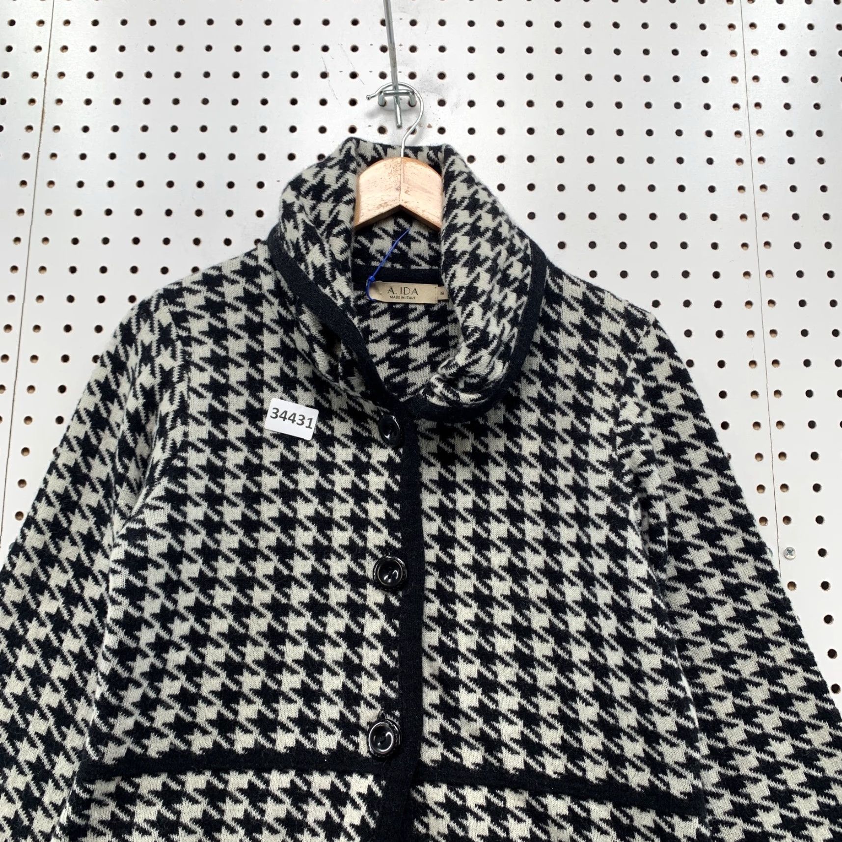 Vintage VINTAGE A IDA Italy Houndstooth Wool Blend Jacket Womens M White Black Adult Jacket Medium White Black Womens Size M / US 6-8 / IT 42-44 - 2 Thumbnail